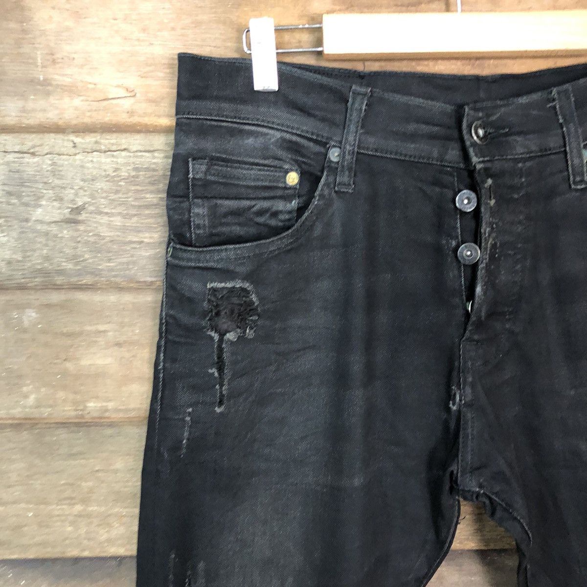 H&M H&M Black Disstressed Denim Jeans Pants #c1244 Size US 33 - 8 Thumbnail