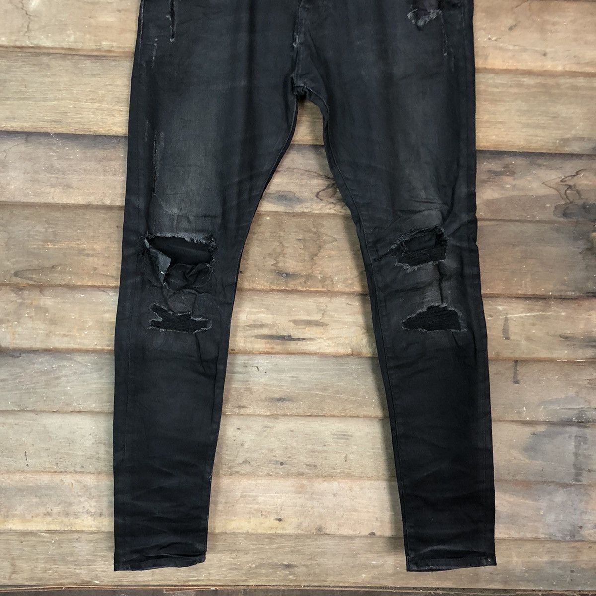 H&M H&M Black Disstressed Denim Jeans Pants #c1244 Size US 33 - 3 Thumbnail
