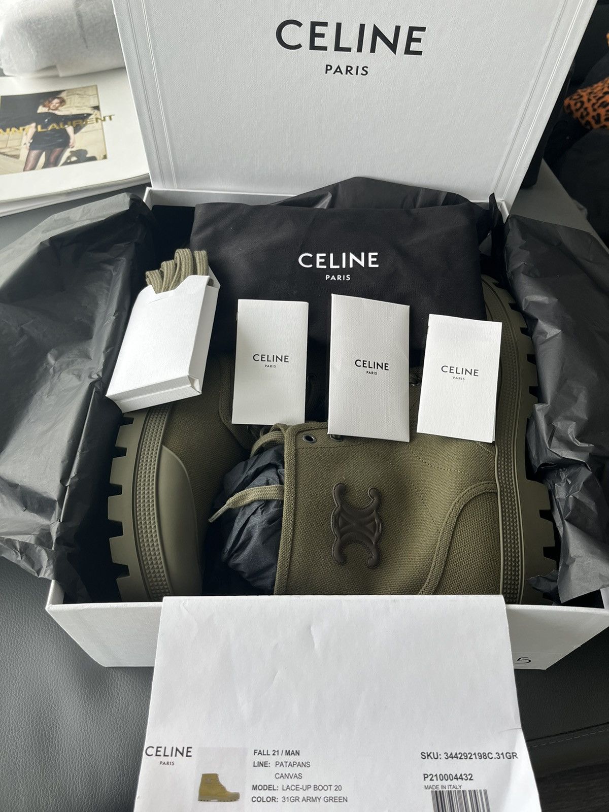 Celine × Hedi Slimane Super Runway Celine Hedi Army Combat Boots Brand New Size US 12 / EU 45 - 13 Thumbnail
