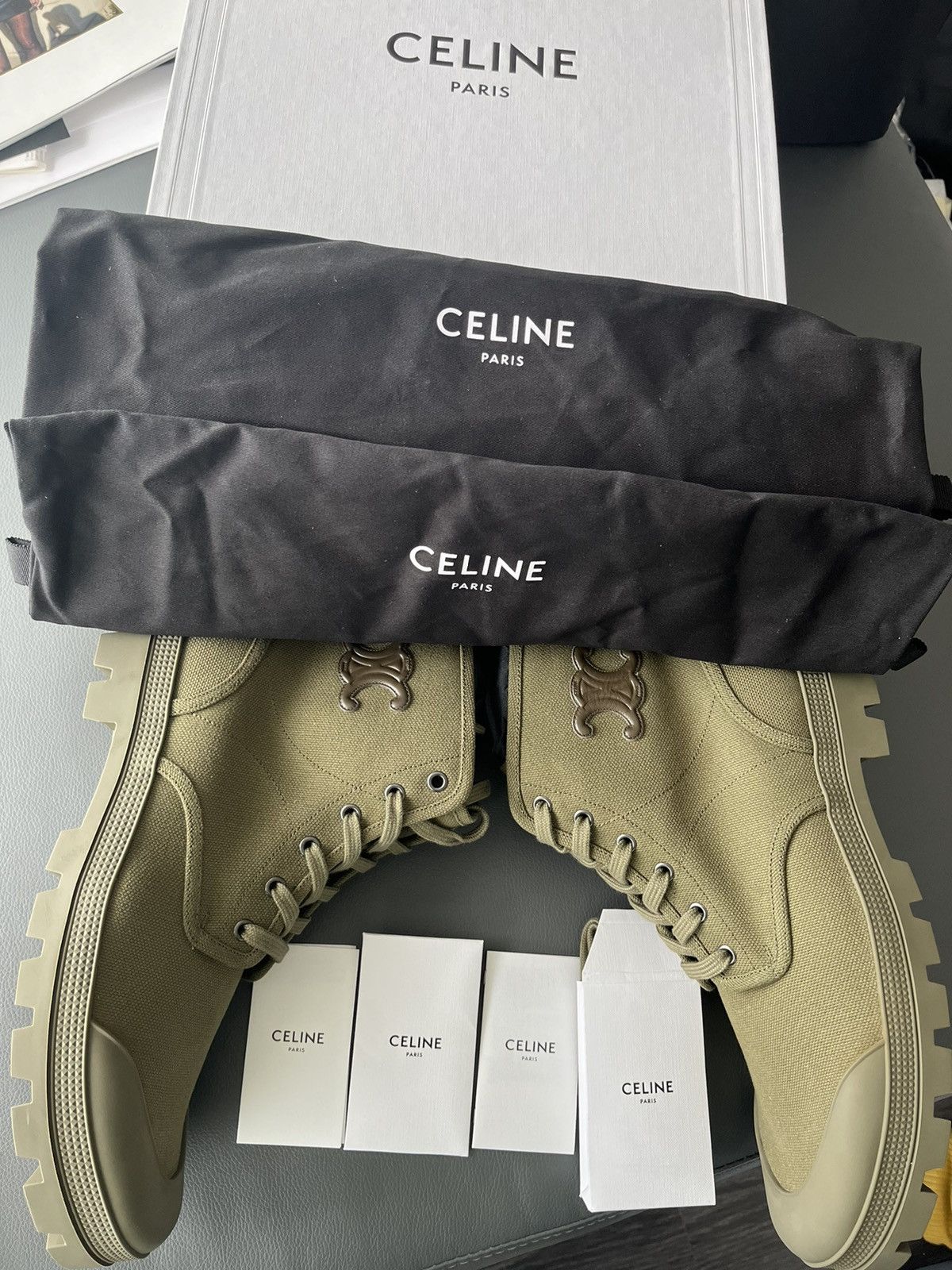 Celine × Hedi Slimane Super Runway Celine Hedi Army Combat Boots Brand New Size US 12 / EU 45 - 1 Thumbnail