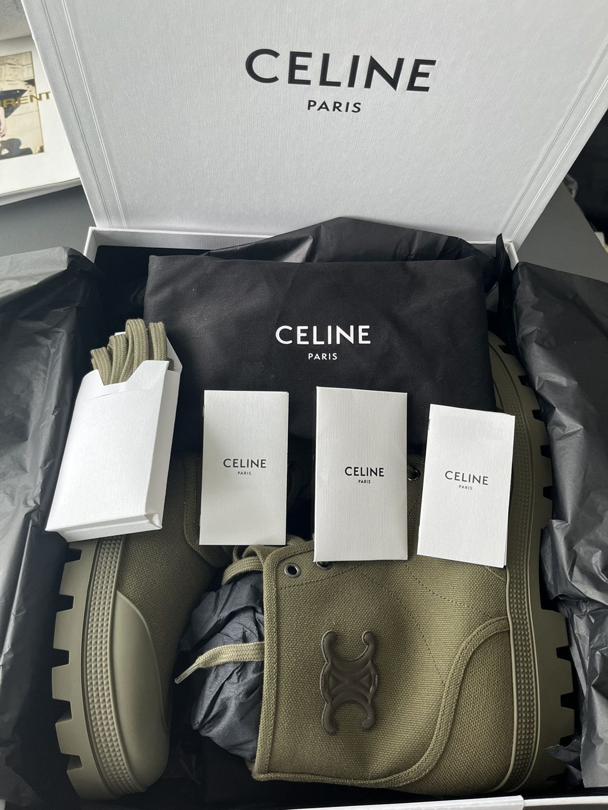 Celine × Hedi Slimane Super Runway Celine Hedi Army Combat Boots Brand New Size US 12 / EU 45 - 4 Thumbnail