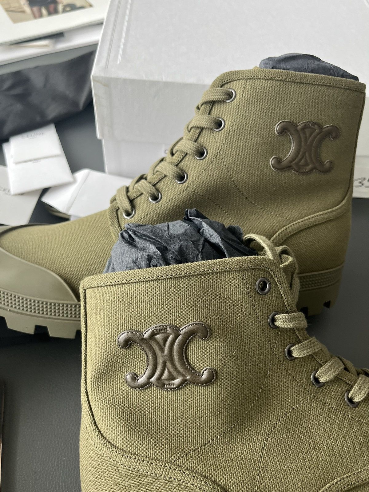 Celine × Hedi Slimane Super Runway Celine Hedi Army Combat Boots Brand New Size US 12 / EU 45 - 2 Thumbnail