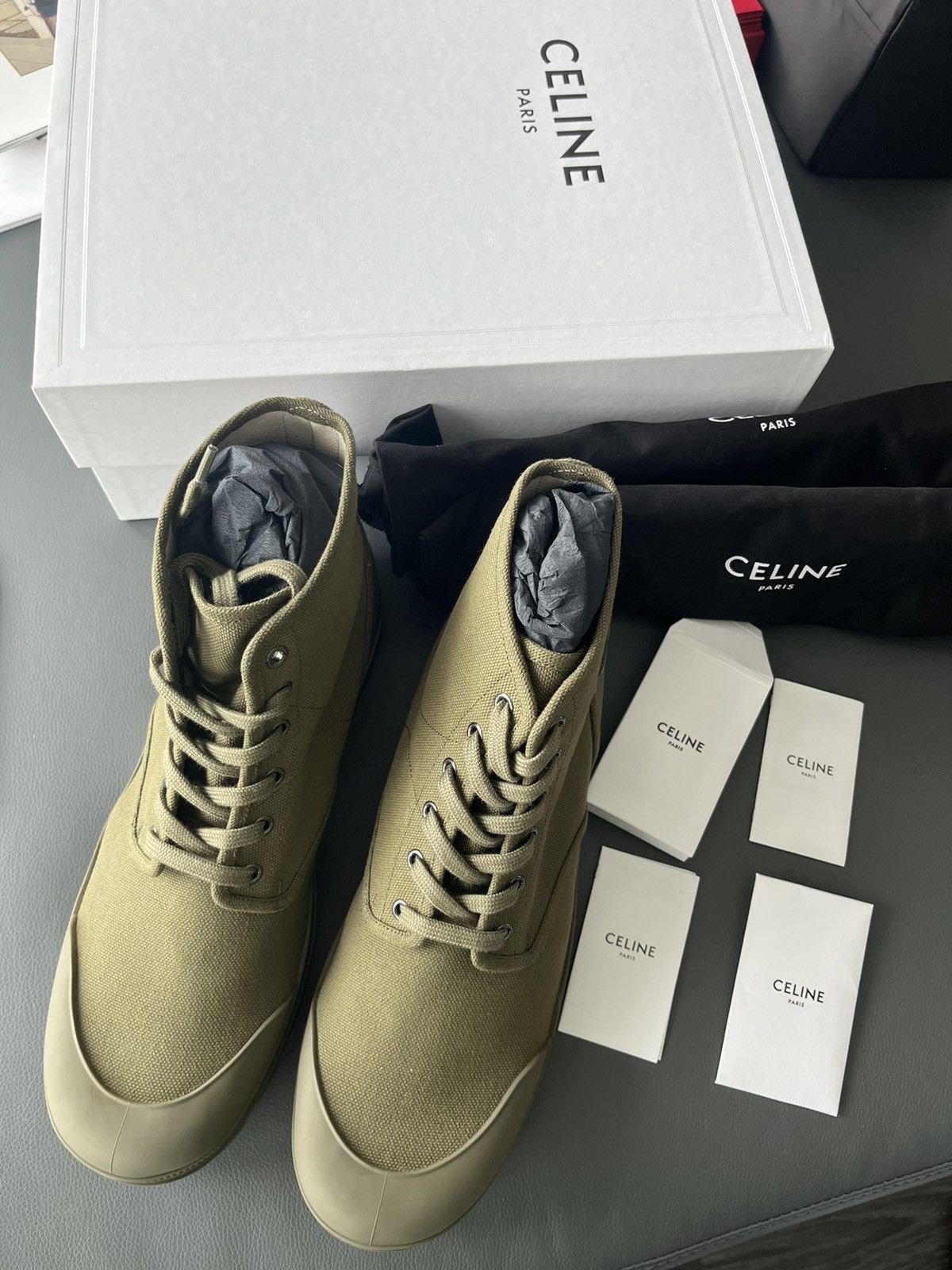Celine × Hedi Slimane Super Runway Celine by Hedi Army Combat Boots Brand New Size US 10 / EU 43 - 3 Thumbnail