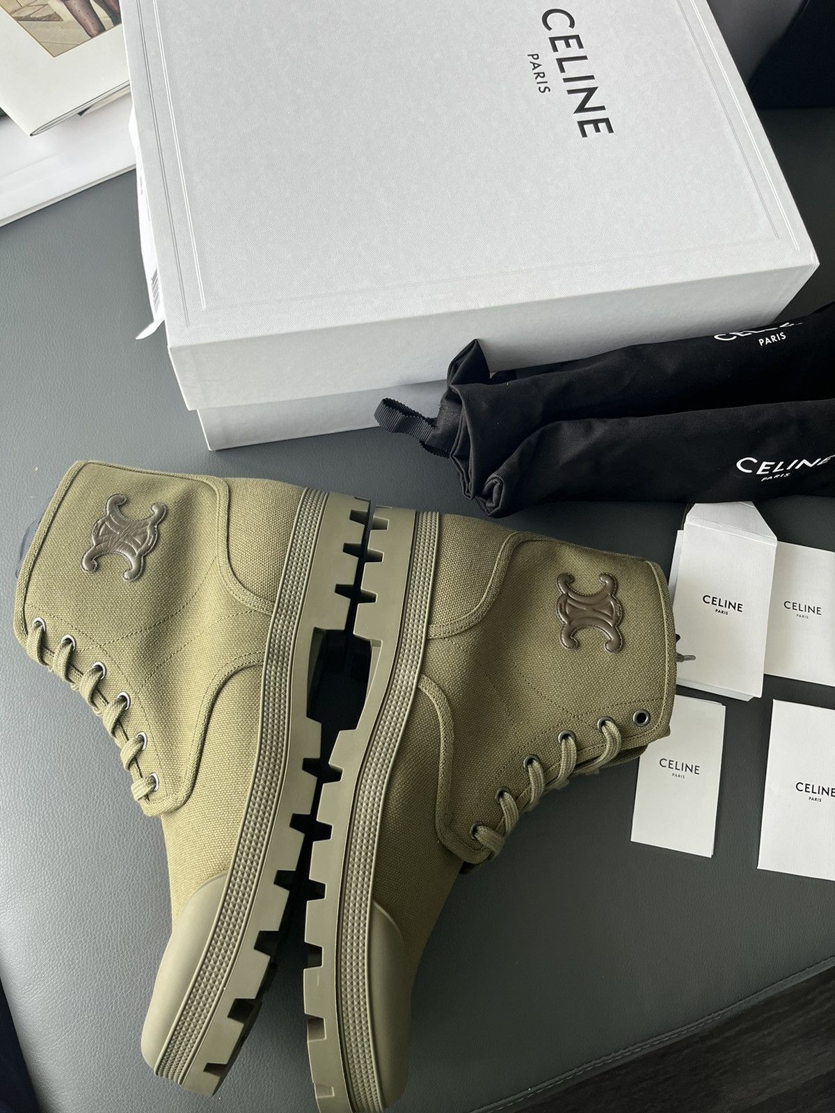 Celine × Hedi Slimane Super Runway Celine by Hedi Army Combat Boots Brand New Size US 10 / EU 43 - 7 Thumbnail