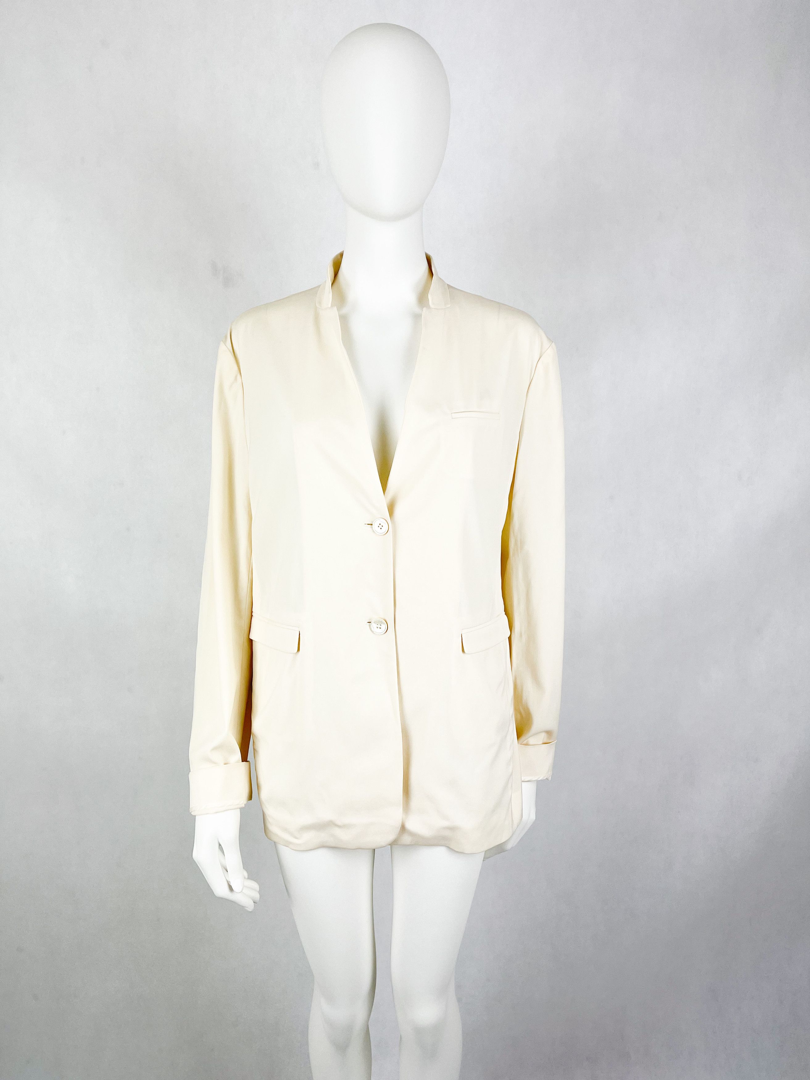 Jil Sander Jil Sander cream wool jacket blazer Size M / US 6-8 / IT 42-44 - 1 Thumbnail
