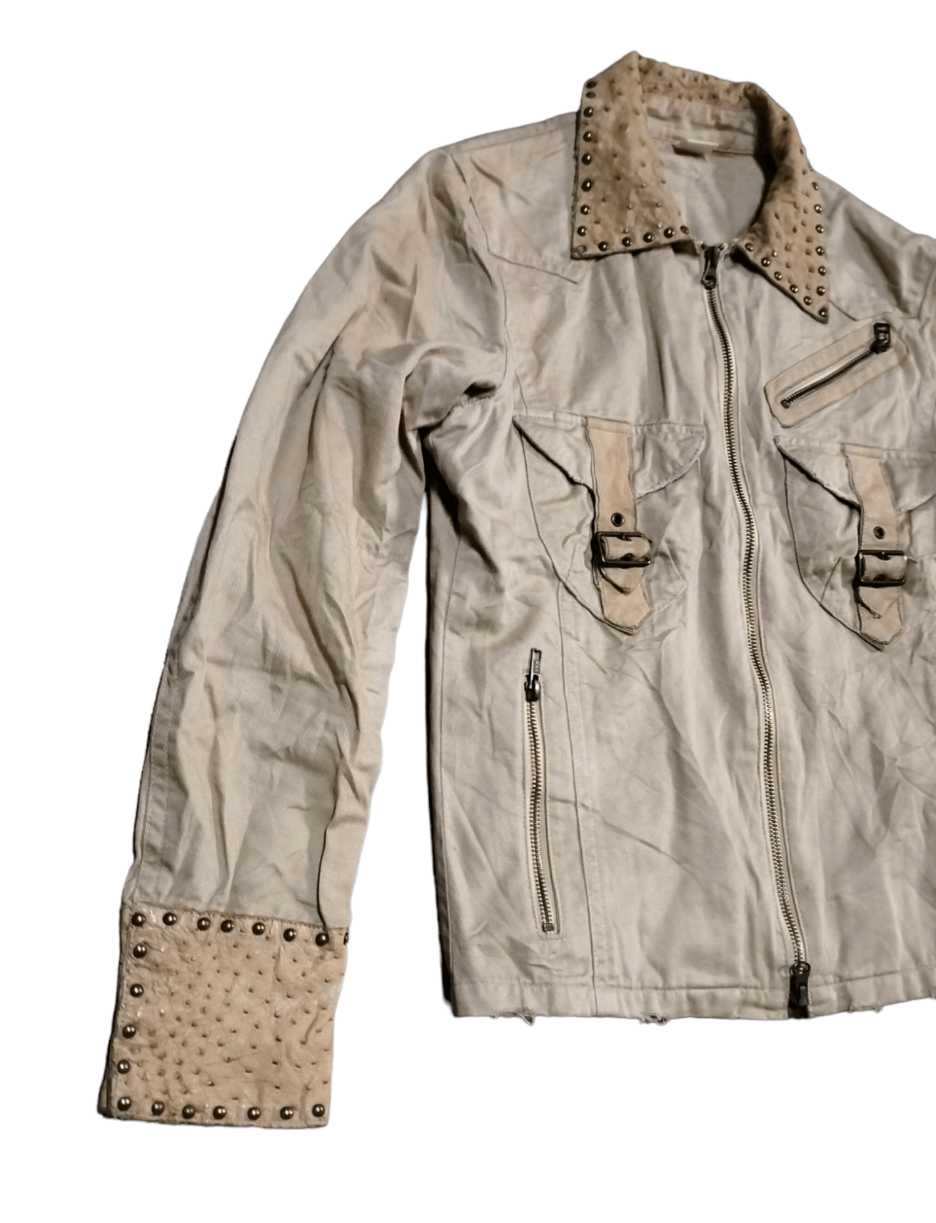 Cowboy Equipment Noyet Buckeled Cargo Jacket Leather Part Zipper Jacket Size US S / EU 44-46 / 1 - 4 Thumbnail