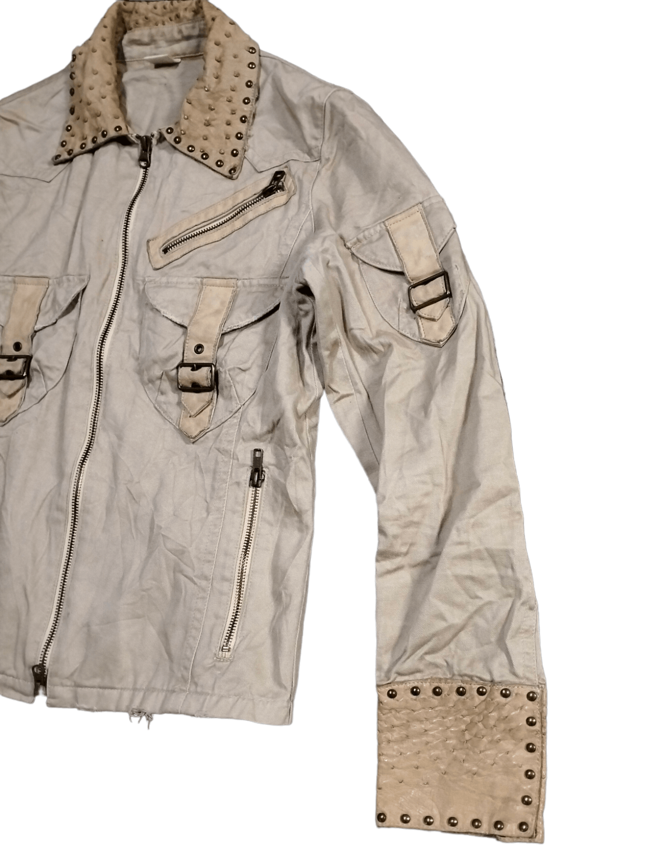 Cowboy Equipment Noyet Buckeled Cargo Jacket Leather Part Zipper Jacket Size US S / EU 44-46 / 1 - 3 Thumbnail