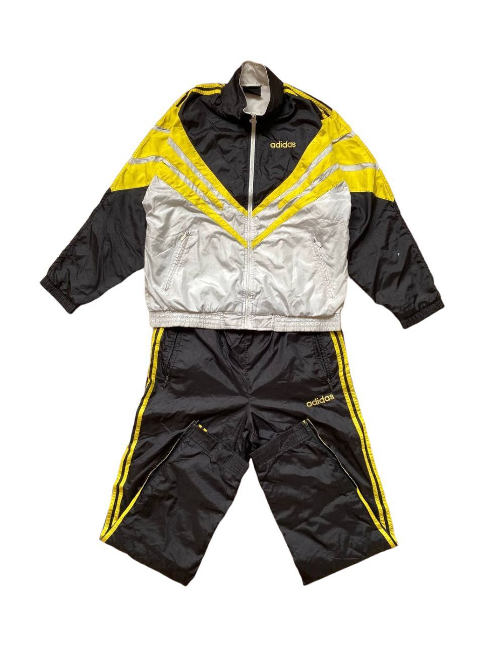 Pre-owned Adidas X Vintage Adidas Nylon Tracksuit Top + Pants In Black Yellow