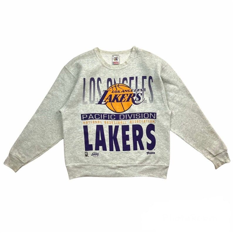 NBA × Vintage Vintage 90s Los Angeles Lakers Sweatshirt LA Lakers NBA Size US M / EU 48-50 / 2 - 1 Thumbnail
