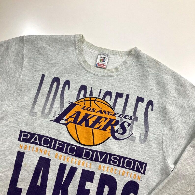NBA × Vintage Vintage 90s Los Angeles Lakers Sweatshirt LA Lakers NBA Size US M / EU 48-50 / 2 - 2 Thumbnail