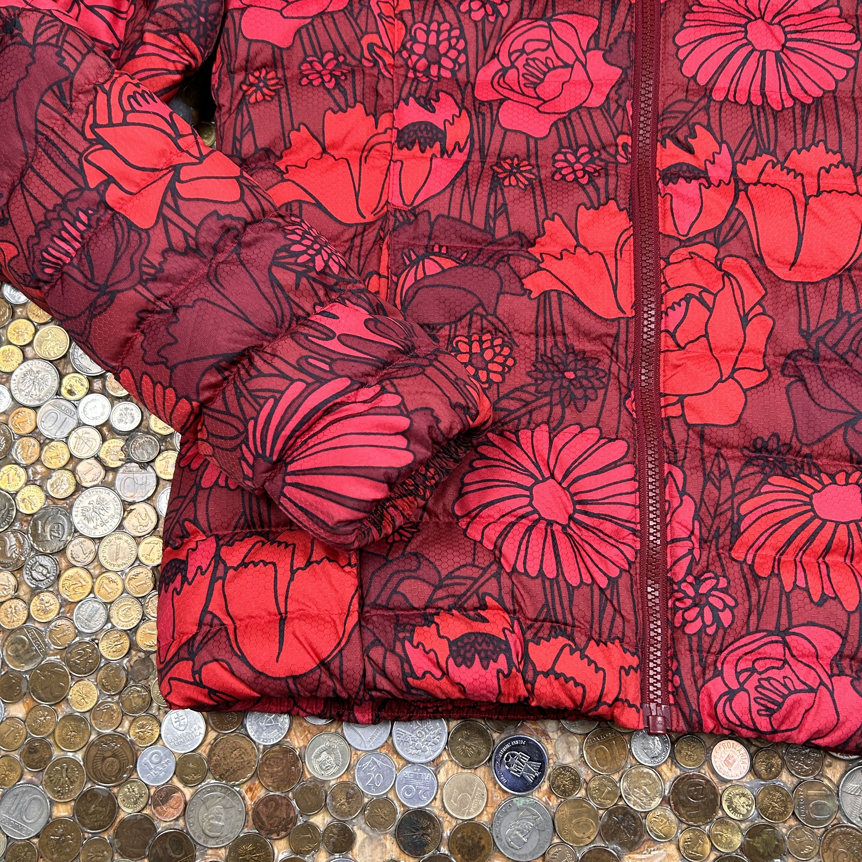 Adidas Flower Red Puffer Jacket 90's