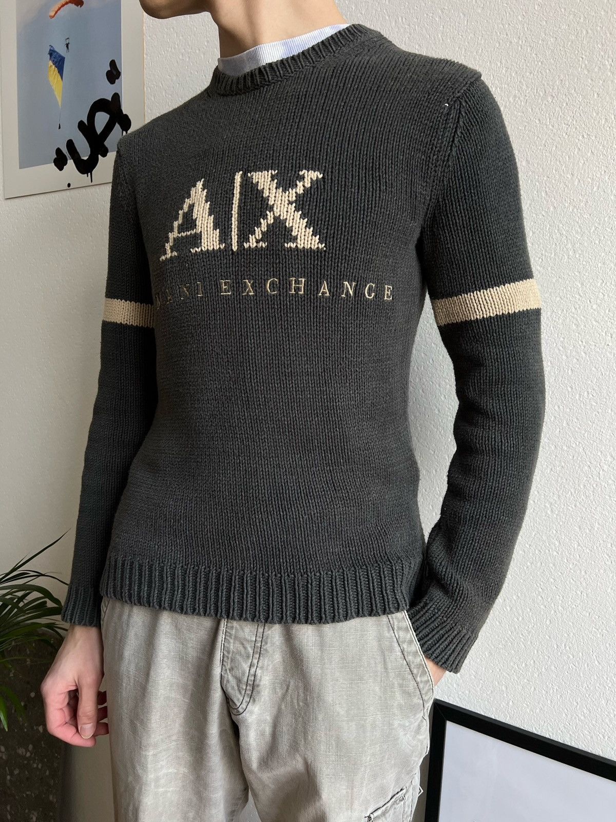 Vintage AX Armani Exchange vintage center logo avant-garde sweater ...