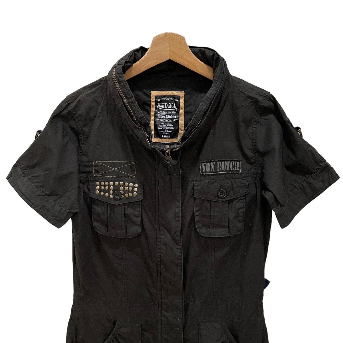 Von Dutch Vintage!! Von Dutch Short Sleeve Button Up Size L / US 10 / IT 46 - 2 Thumbnail
