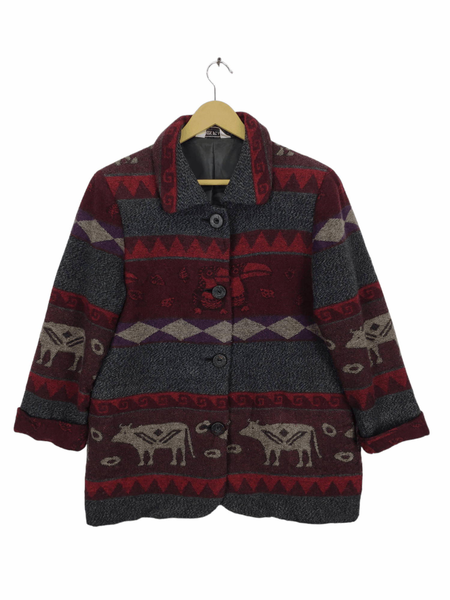 Japanese Brand × Le Grande Bleu (L.G.B.) × Vintage Vintage 1990s Wool Coat Jacket Native Navajo Printed Size US M / EU 48-50 / 2 - 1 Thumbnail