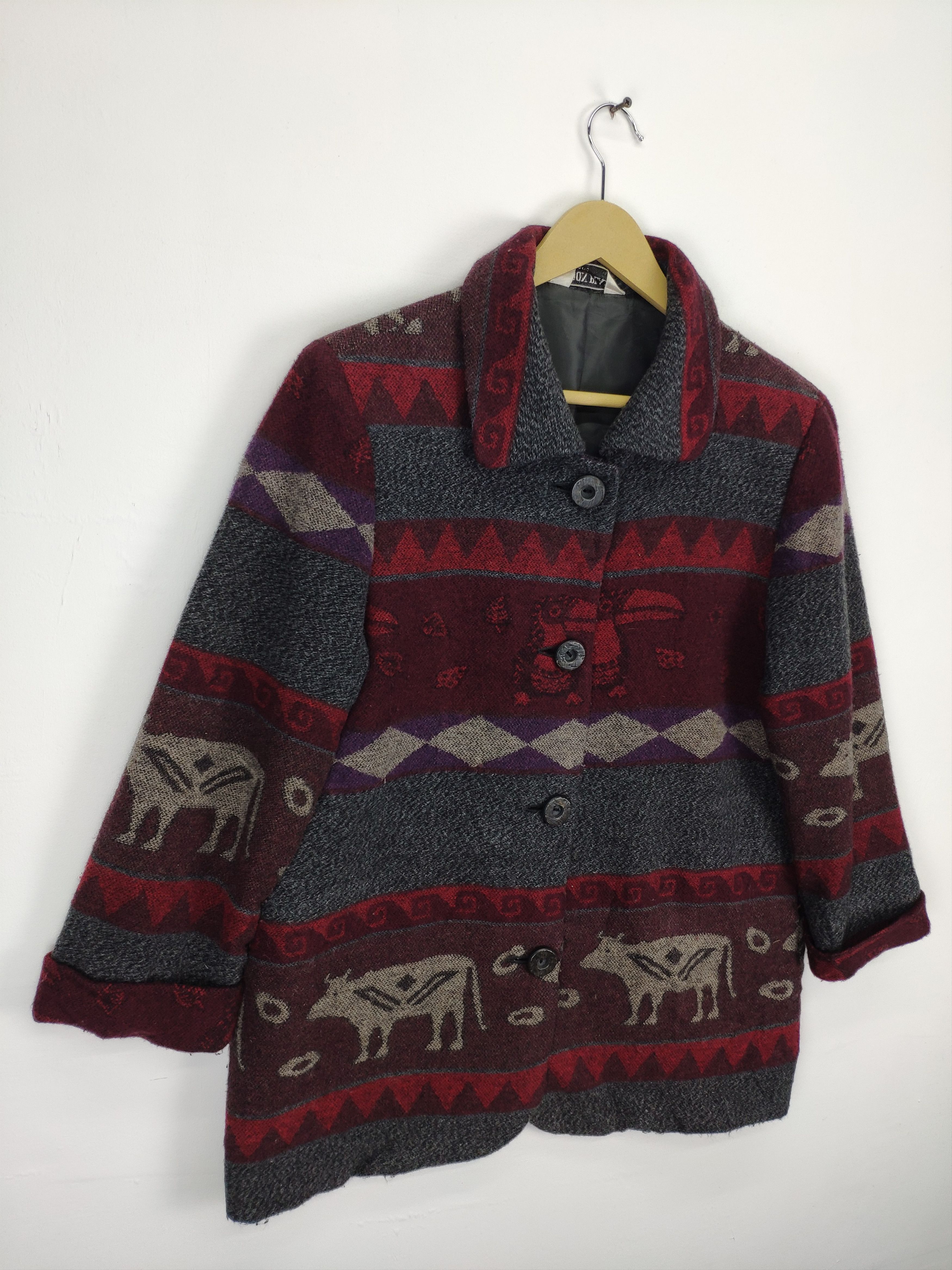 Japanese Brand × Le Grande Bleu (L.G.B.) × Vintage Vintage 1990s Wool Coat Jacket Native Navajo Printed Size US M / EU 48-50 / 2 - 3 Thumbnail