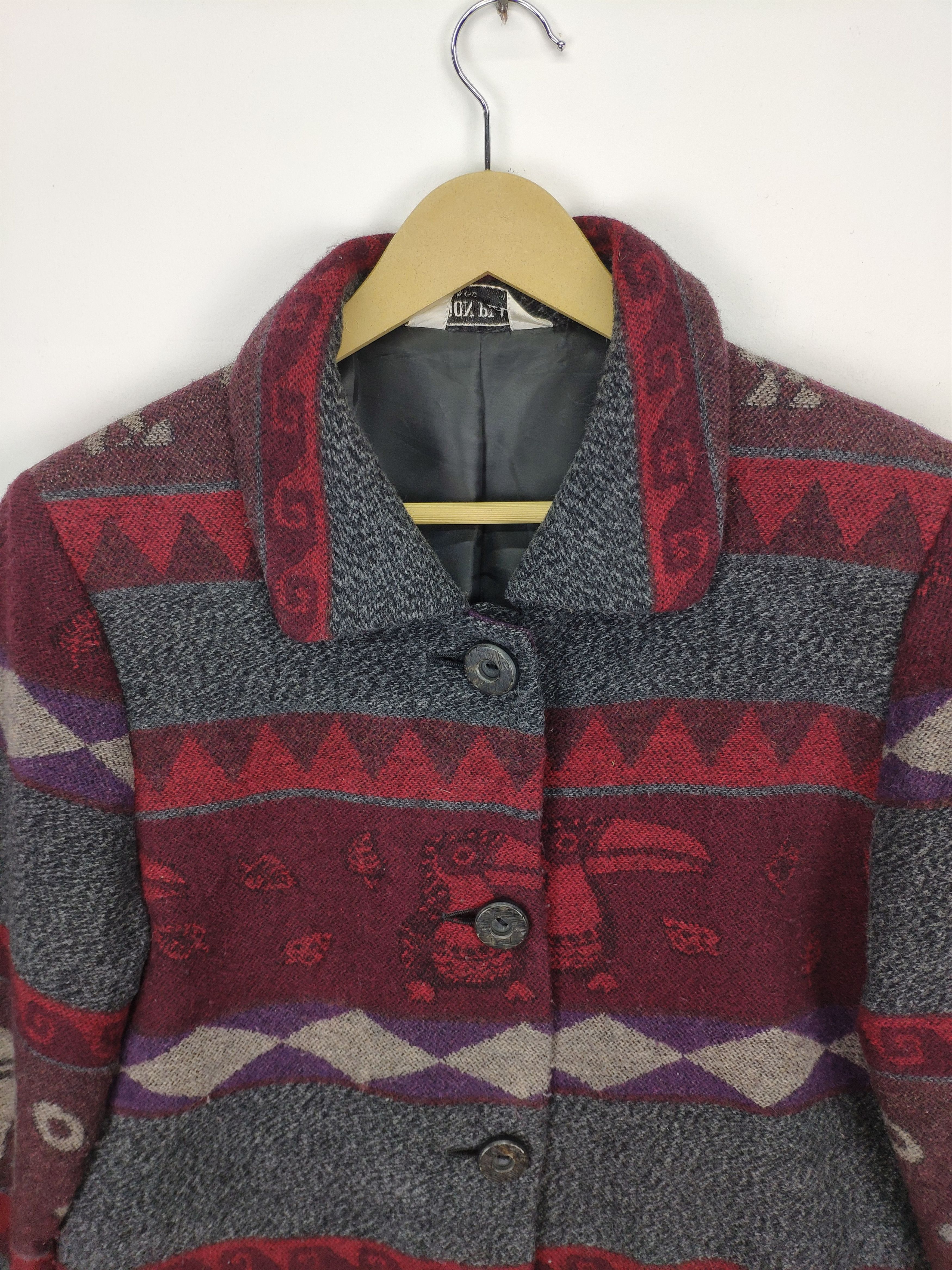 Japanese Brand × Le Grande Bleu (L.G.B.) × Vintage Vintage 1990s Wool Coat Jacket Native Navajo Printed Size US M / EU 48-50 / 2 - 8 Thumbnail