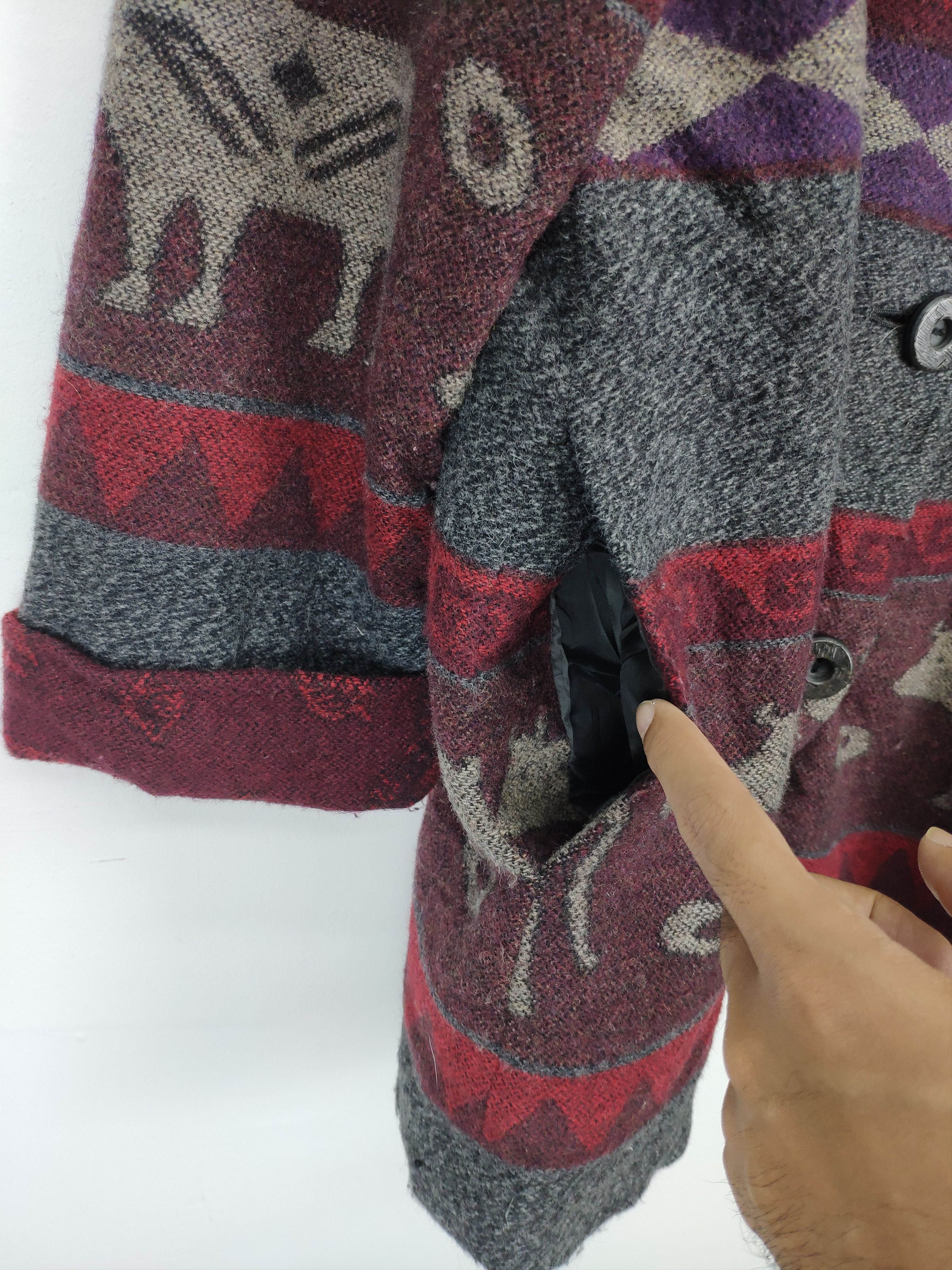 Japanese Brand × Le Grande Bleu (L.G.B.) × Vintage Vintage 1990s Wool Coat Jacket Native Navajo Printed Size US M / EU 48-50 / 2 - 11 Thumbnail