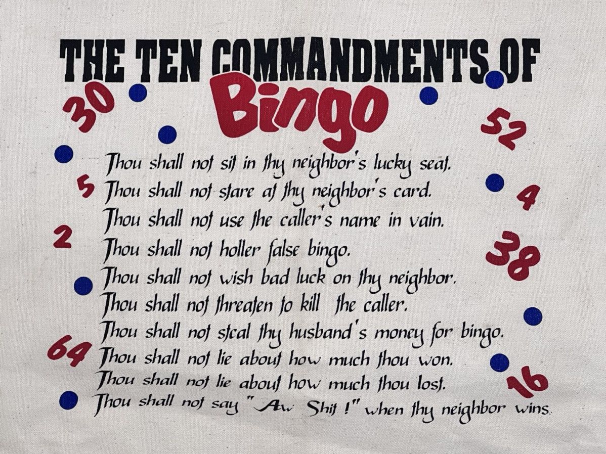 Augusta Sportswear × Vintage 90s Ten Bingo Commandments Tote Bag Size ONE SIZE - 2 Thumbnail