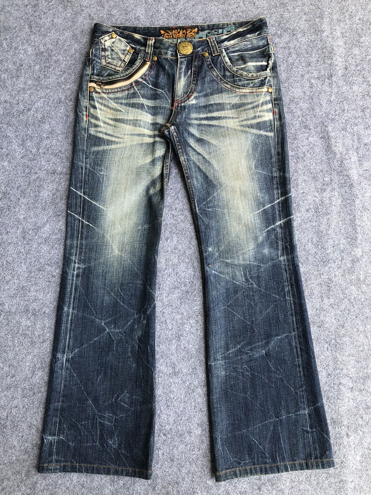 Hysteric Glamour Rare🔥Riobera Seditionaries Skulls Design Bootcut Jeans Size 33" - 3 Thumbnail