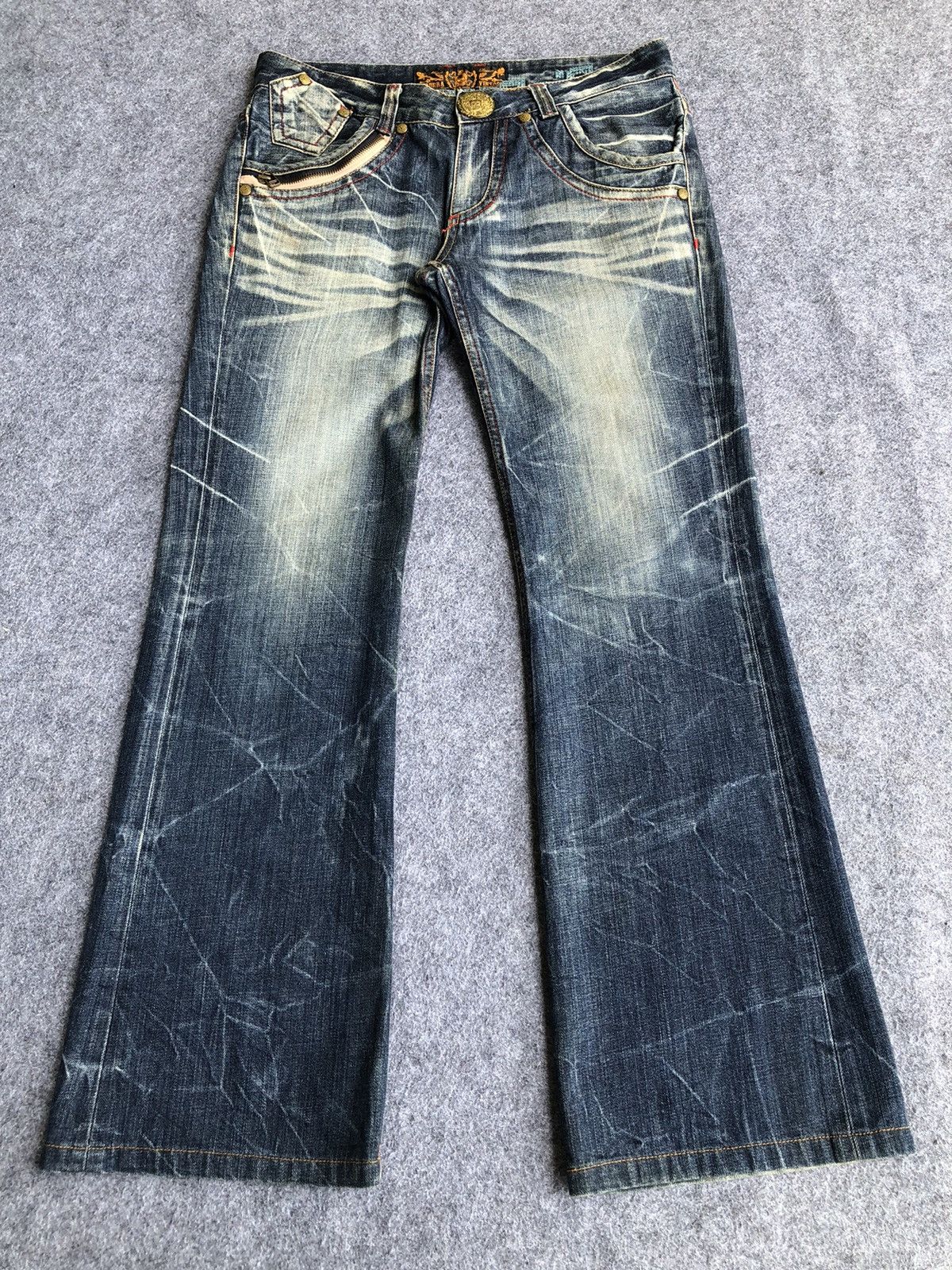 Hysteric Glamour Rare🔥Riobera Seditionaries Skulls Design Bootcut Jeans Size 33" - 1 Thumbnail