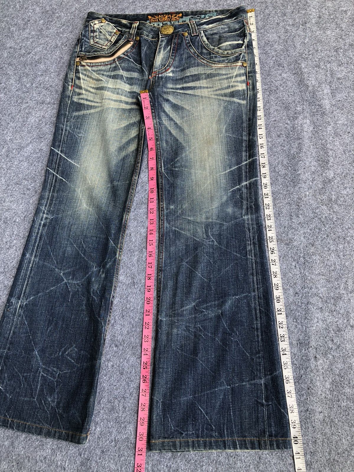 Hysteric Glamour Rare🔥Riobera Seditionaries Skulls Design Bootcut Jeans Size 33" - 13 Thumbnail