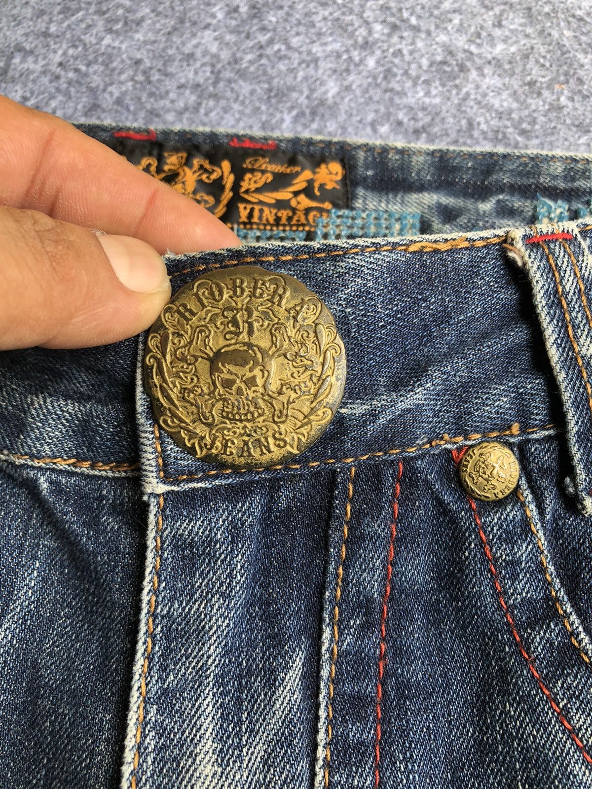 Hysteric Glamour Rare🔥Riobera Seditionaries Skulls Design Bootcut Jeans Size 33" - 7 Thumbnail