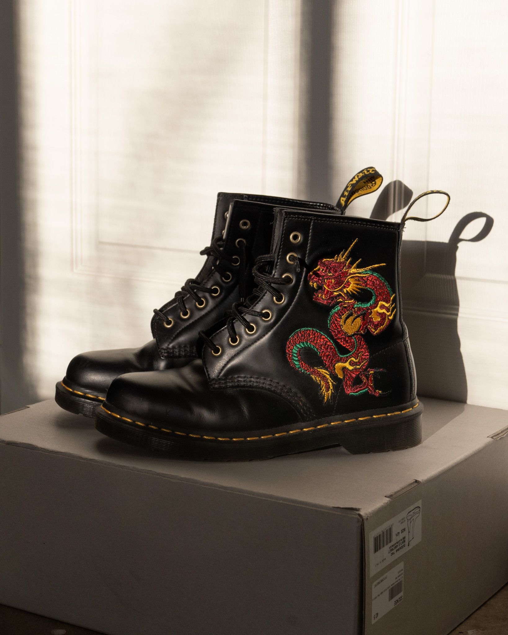 Dragon embroidered 2024 dr martens