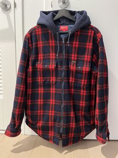 Supreme hooded clearance plaid work shirt