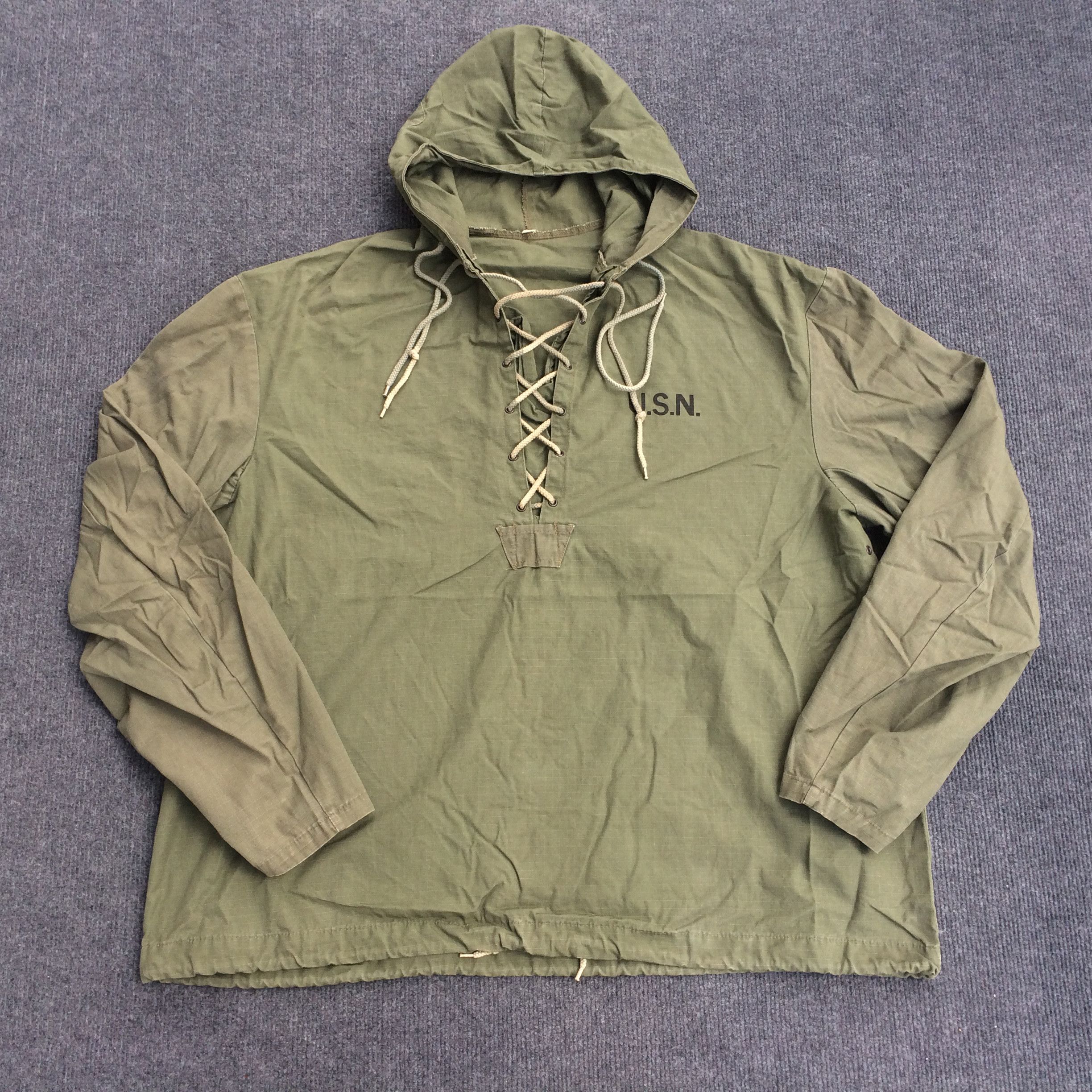 Vintage Vtg USN 90s U.S.N Hooded Parka Deck Olive Property Jacket Size US L / EU 52-54 / 3 - 1 Thumbnail