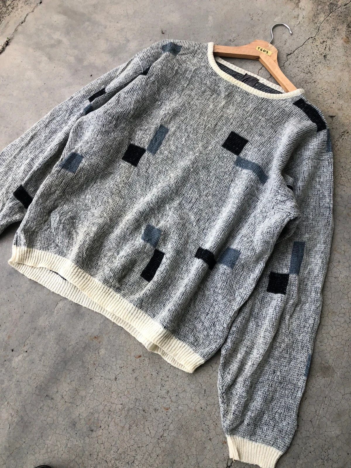 Aran Isles Knitwear × Designer 📌Japanese LINCOLN Memeri/Pullover Elegant Pattern Size US L / EU 52-54 / 3 - 3 Thumbnail