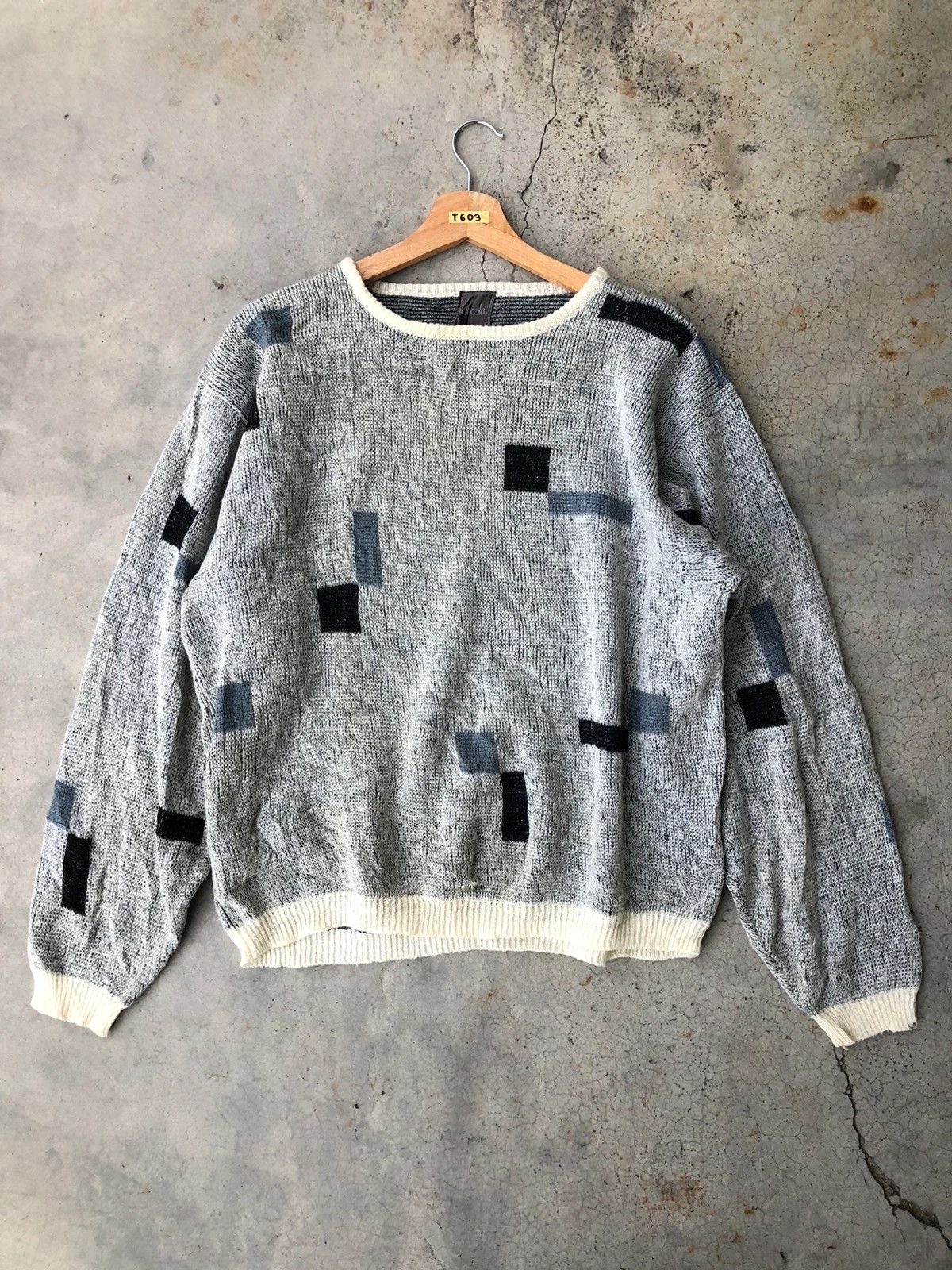 Aran Isles Knitwear × Designer 📌Japanese LINCOLN Memeri/Pullover Elegant Pattern Size US L / EU 52-54 / 3 - 1 Thumbnail