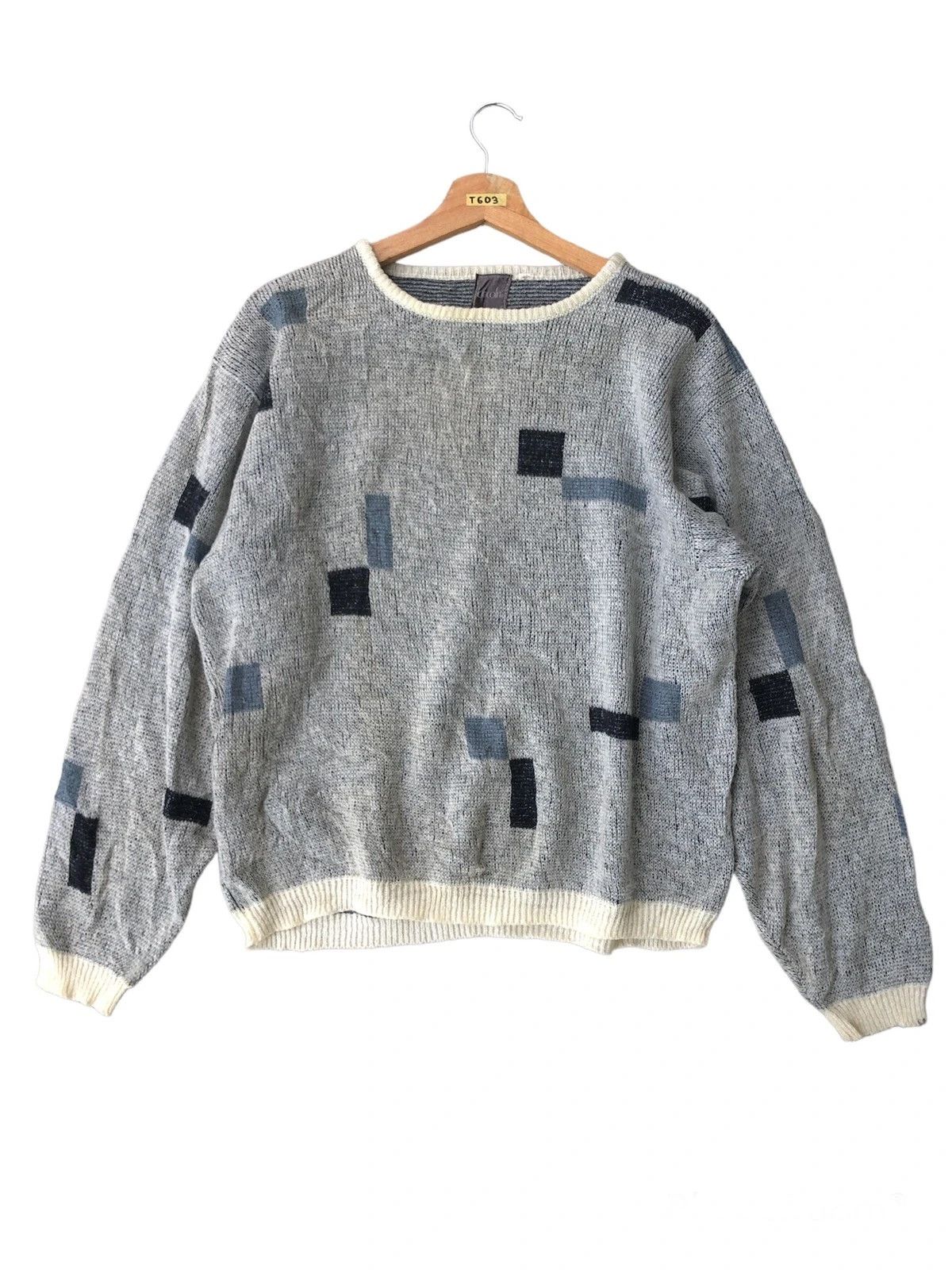 Aran Isles Knitwear × Designer 📌Japanese LINCOLN Memeri/Pullover Elegant Pattern Size US L / EU 52-54 / 3 - 2 Thumbnail