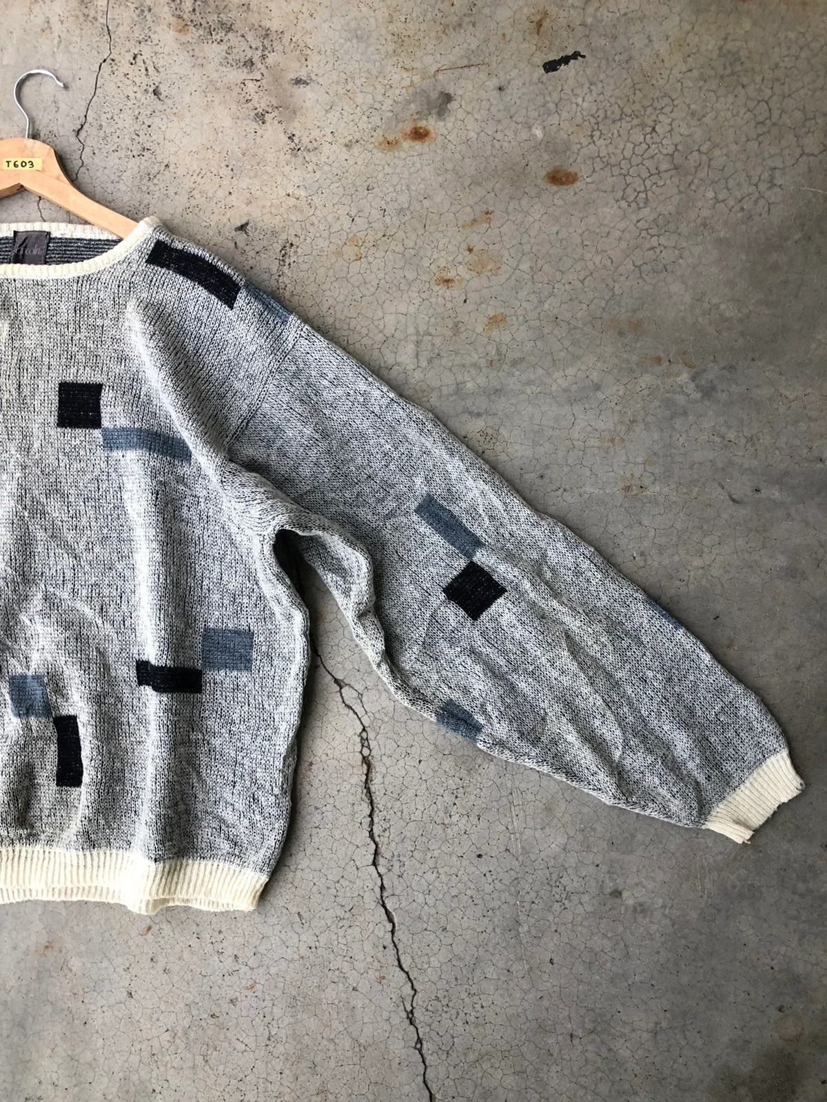 Aran Isles Knitwear × Designer 📌Japanese LINCOLN Memeri/Pullover Elegant Pattern Size US L / EU 52-54 / 3 - 4 Thumbnail