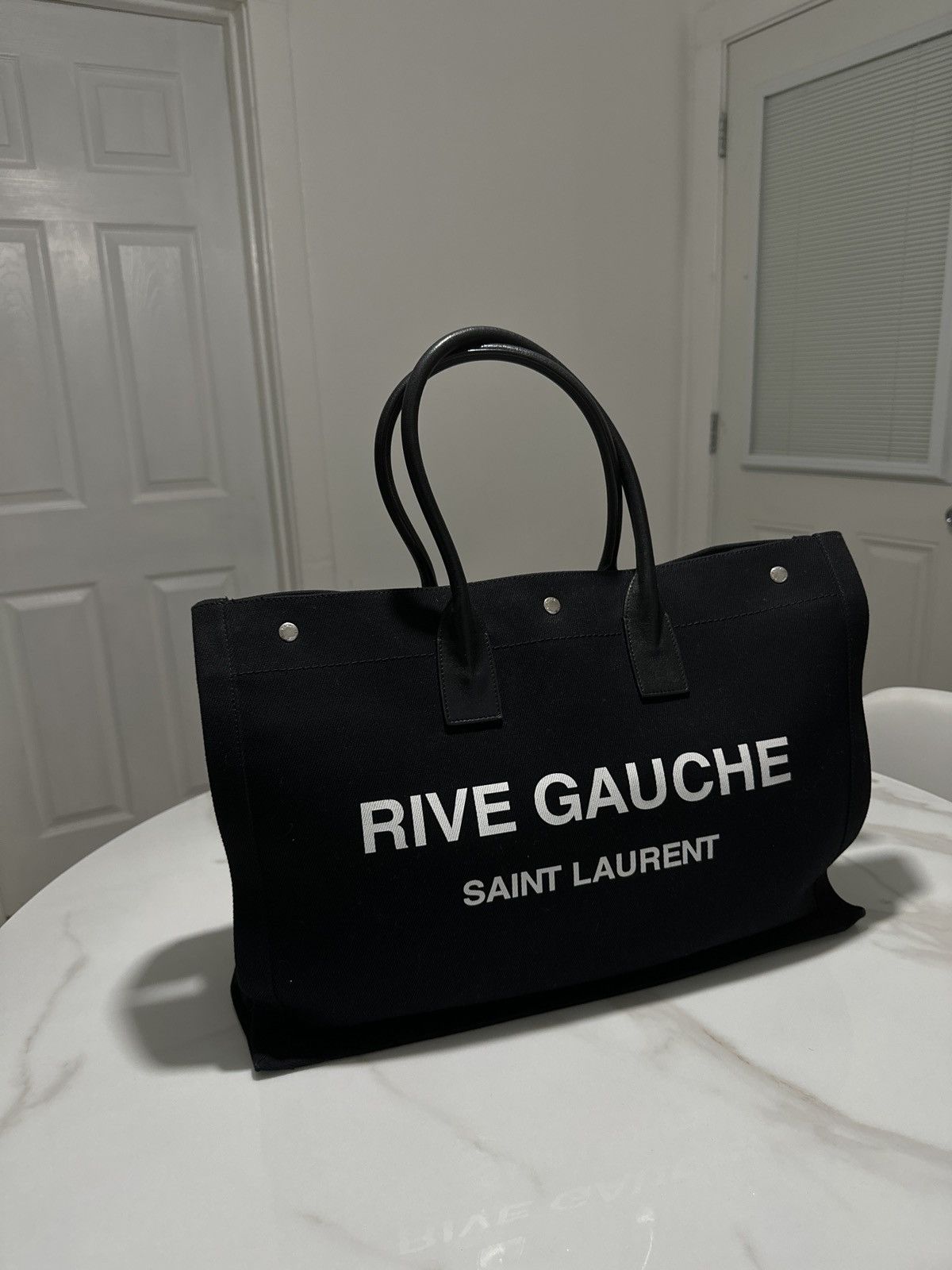 Yves Saint Laurent RIVE GAUCHE LARGE TOTE BAG IN PRINTED CANVAS AND LEATHER Size ONE SIZE - 13 Thumbnail