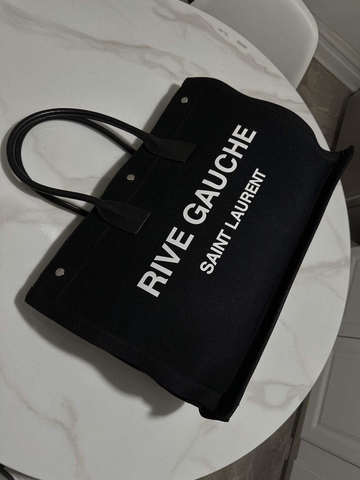 Yves Saint Laurent RIVE GAUCHE LARGE TOTE BAG IN PRINTED CANVAS AND LEATHER Size ONE SIZE - 1 Thumbnail