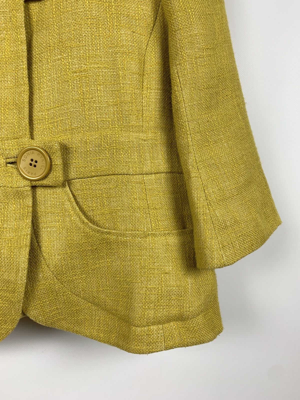 Sonia Rykiel Vintage Sonia Rykiel Paris Women’s Linen Yellow Blazer Size M / US 6-8 / IT 42-44 - 8 Thumbnail