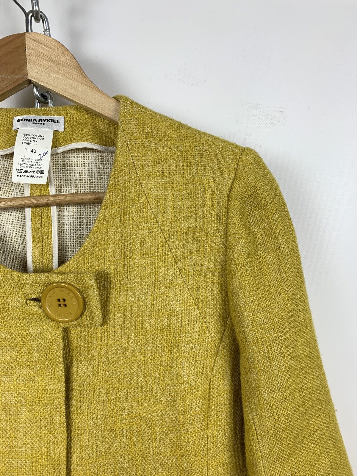 Sonia Rykiel Vintage Sonia Rykiel Paris Women’s Linen Yellow Blazer Size M / US 6-8 / IT 42-44 - 5 Thumbnail