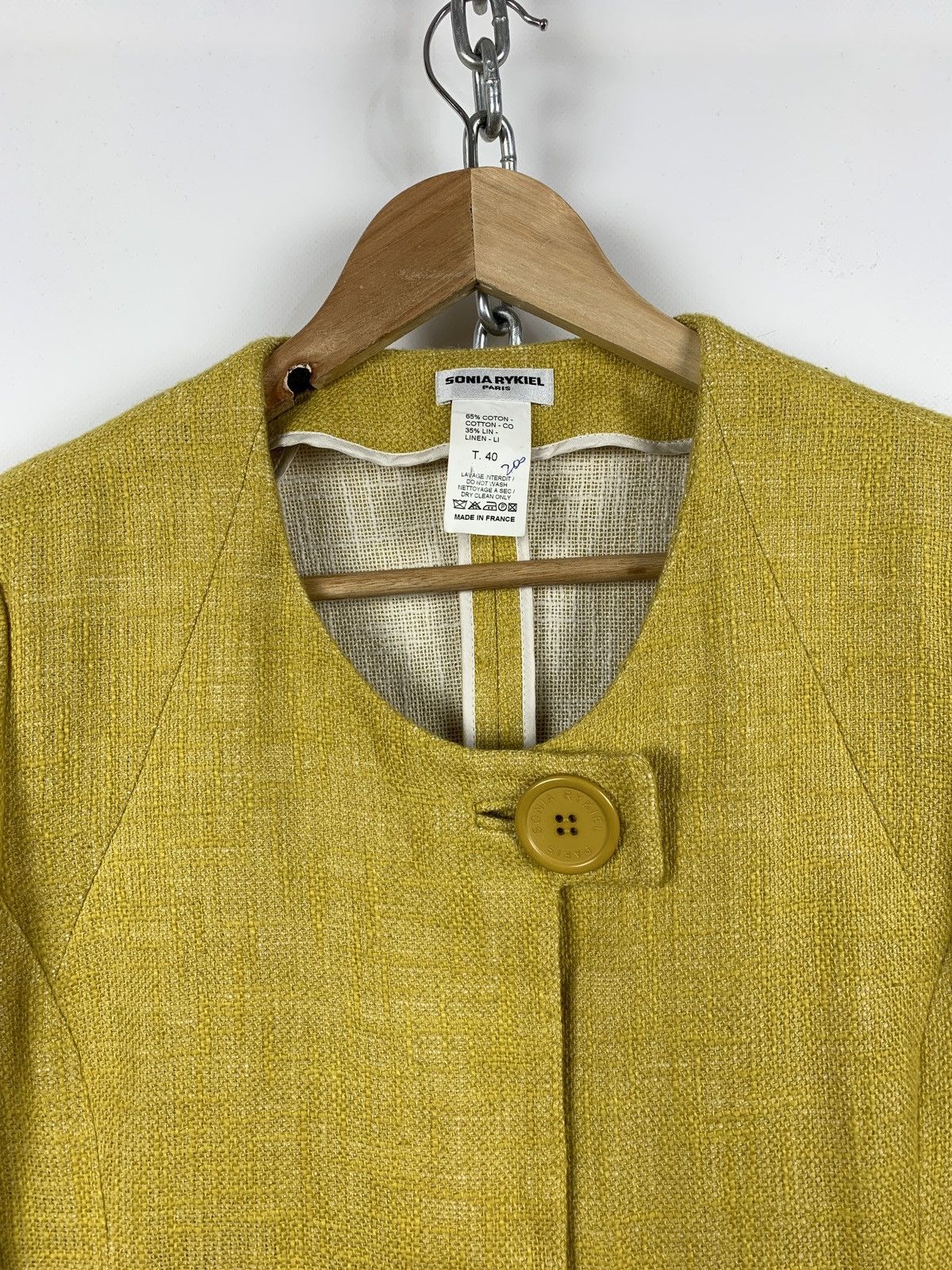Sonia Rykiel Vintage Sonia Rykiel Paris Women’s Linen Yellow Blazer Size M / US 6-8 / IT 42-44 - 4 Thumbnail