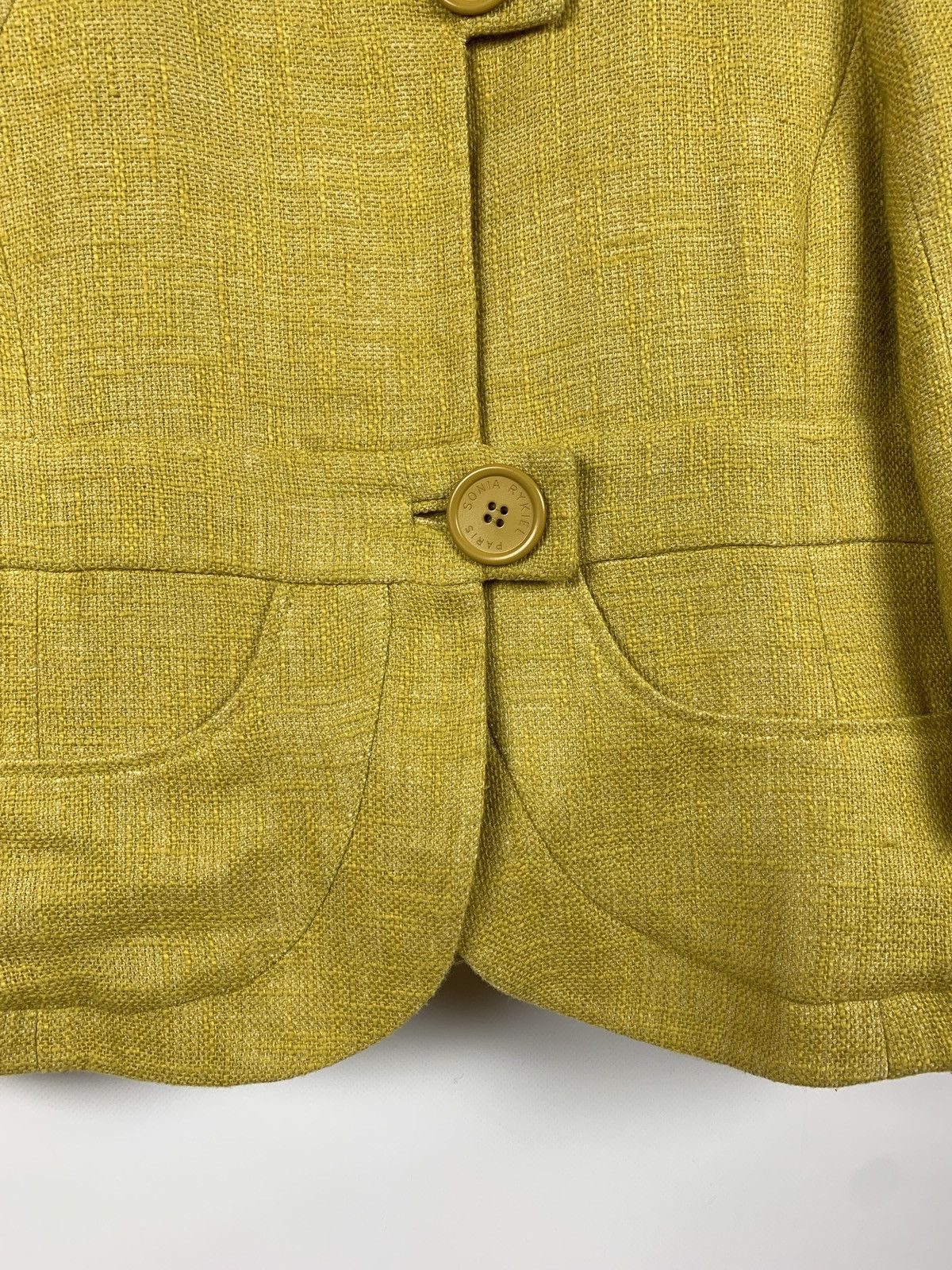 Sonia Rykiel Vintage Sonia Rykiel Paris Women’s Linen Yellow Blazer Size M / US 6-8 / IT 42-44 - 7 Thumbnail