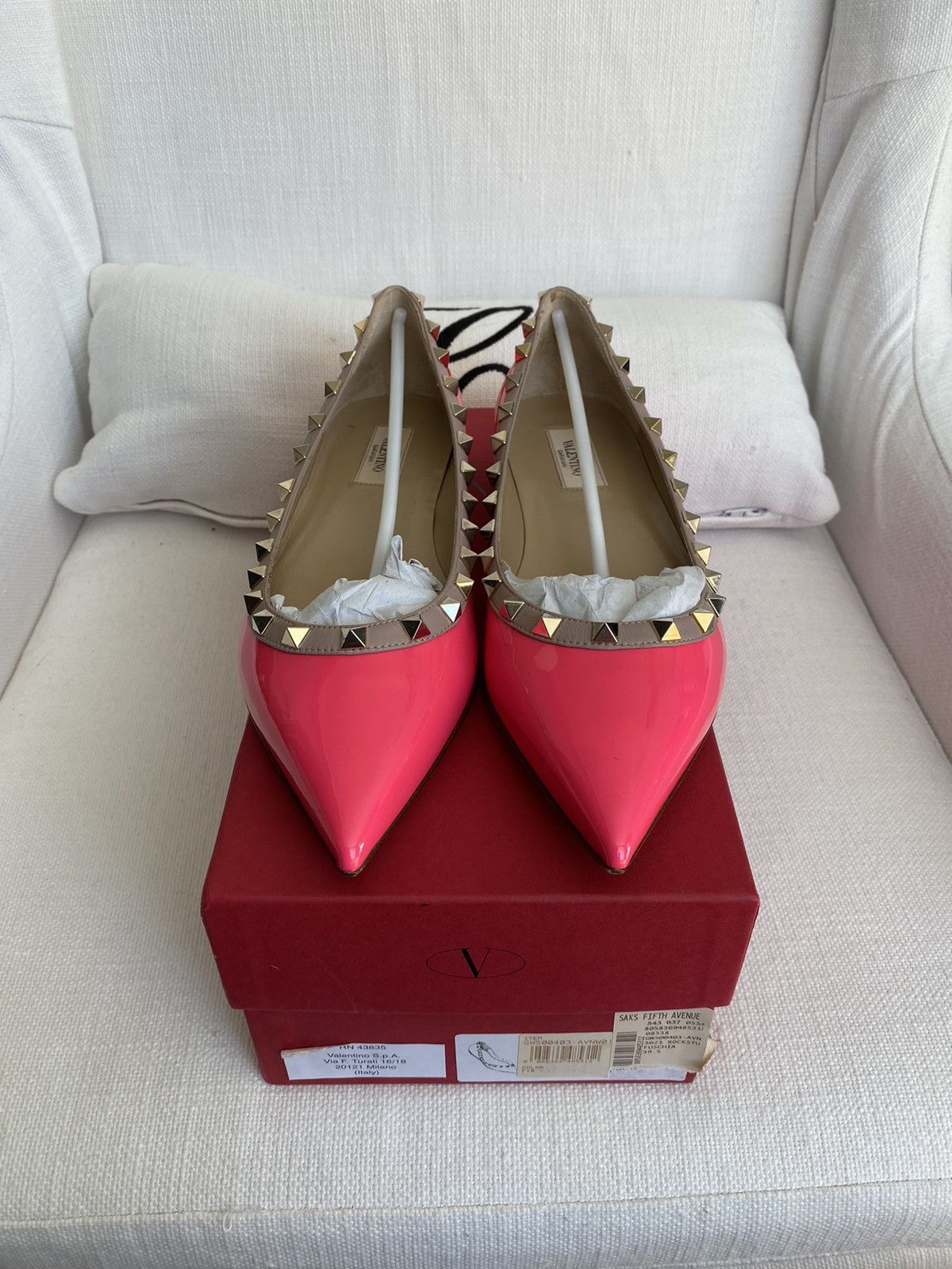 Valentino Valentino Pink Patent Leather Rockstud Pointed Toe Flats Size US 8.5 / IT 38.5 - 3 Thumbnail