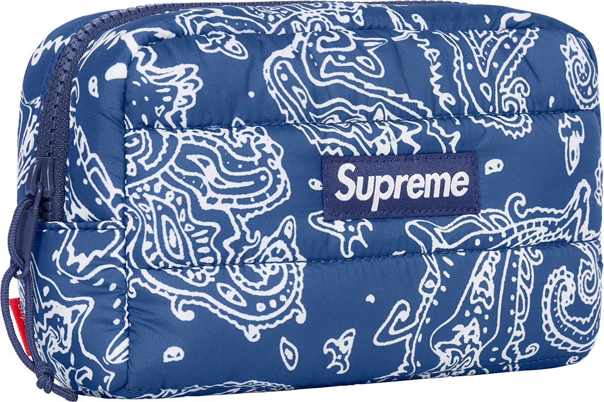 Supreme puffer zip outlets pouch brand new paisley