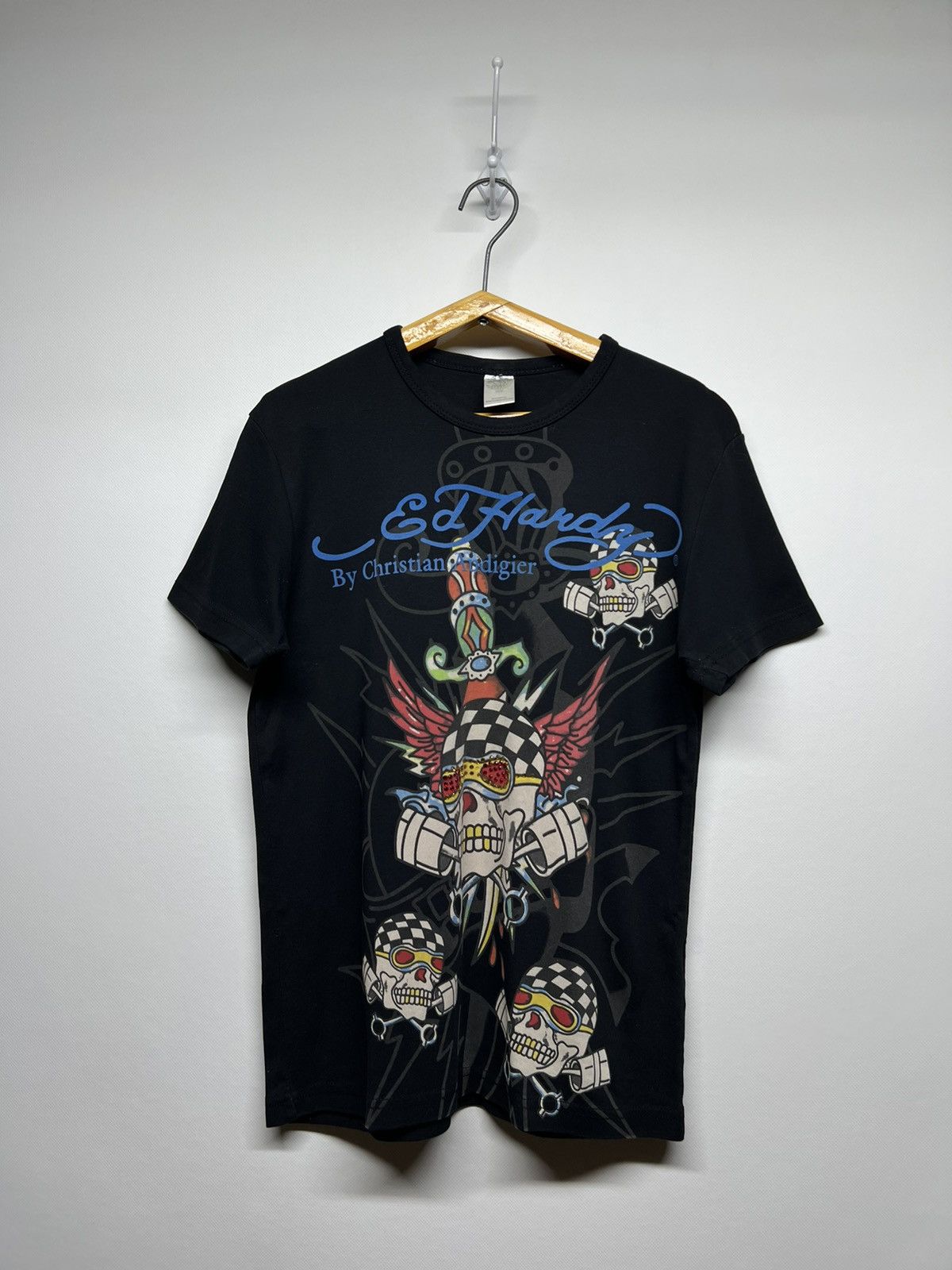 Ed Hardy × Vintage Vintage Y2k Ed Hardy Skulls Big Logo All Over Print T-Shirt Size S / US 4 / IT 40 - 3 Thumbnail