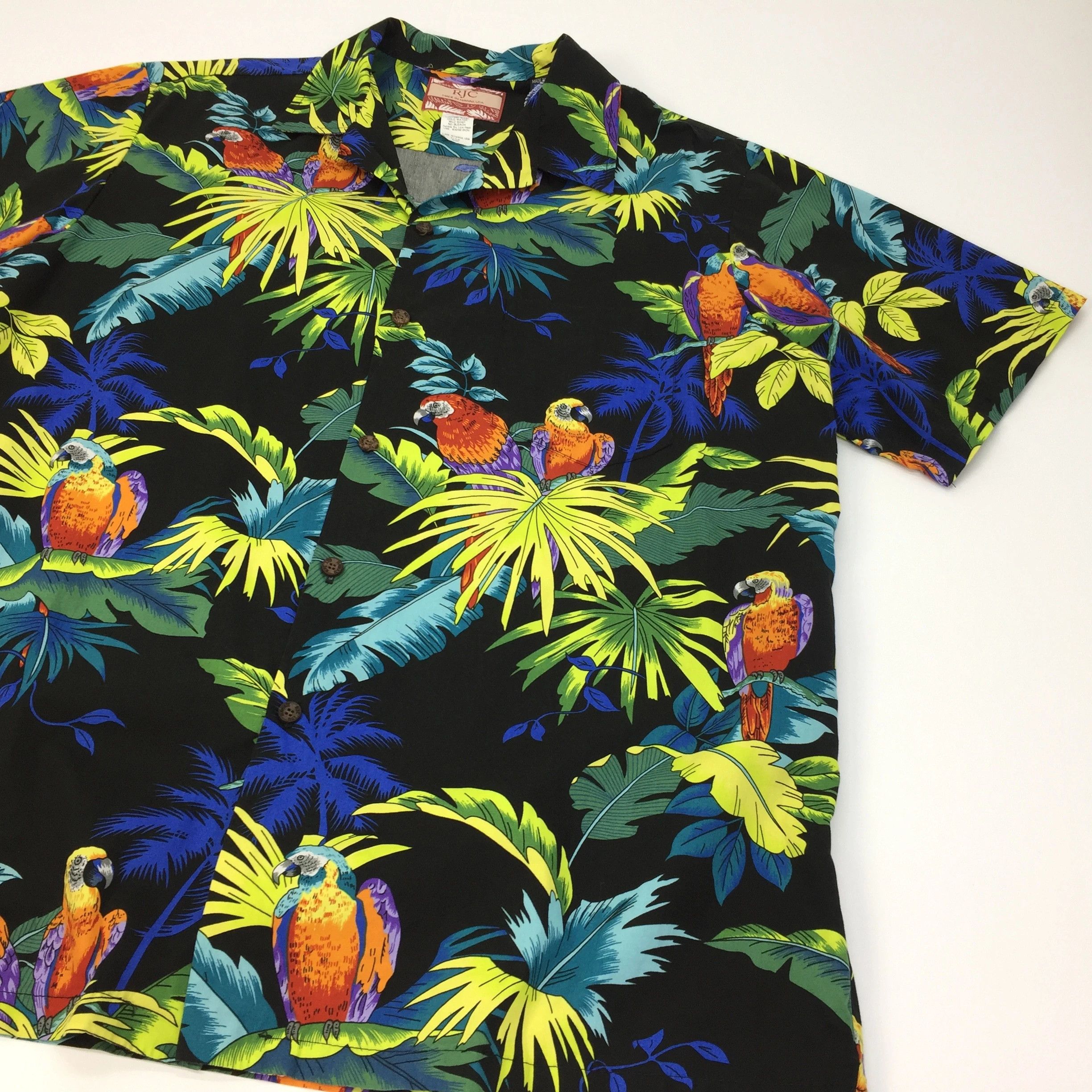 Designer Vintage RJC Hawaiian Shirt Parrot Print Size US XL / EU 56 / 4 - 3 Thumbnail