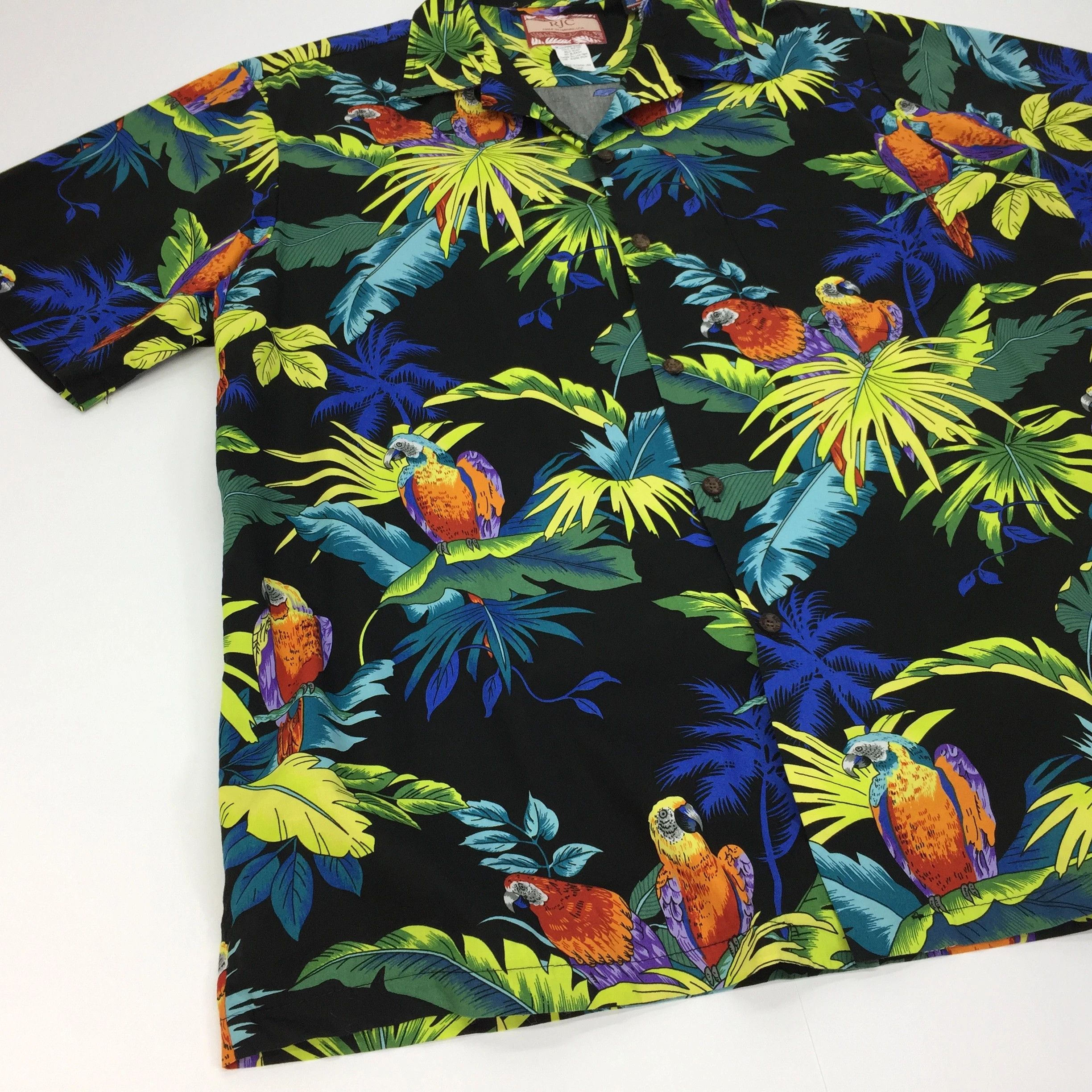 Designer Vintage RJC Hawaiian Shirt Parrot Print Size US XL / EU 56 / 4 - 2 Thumbnail