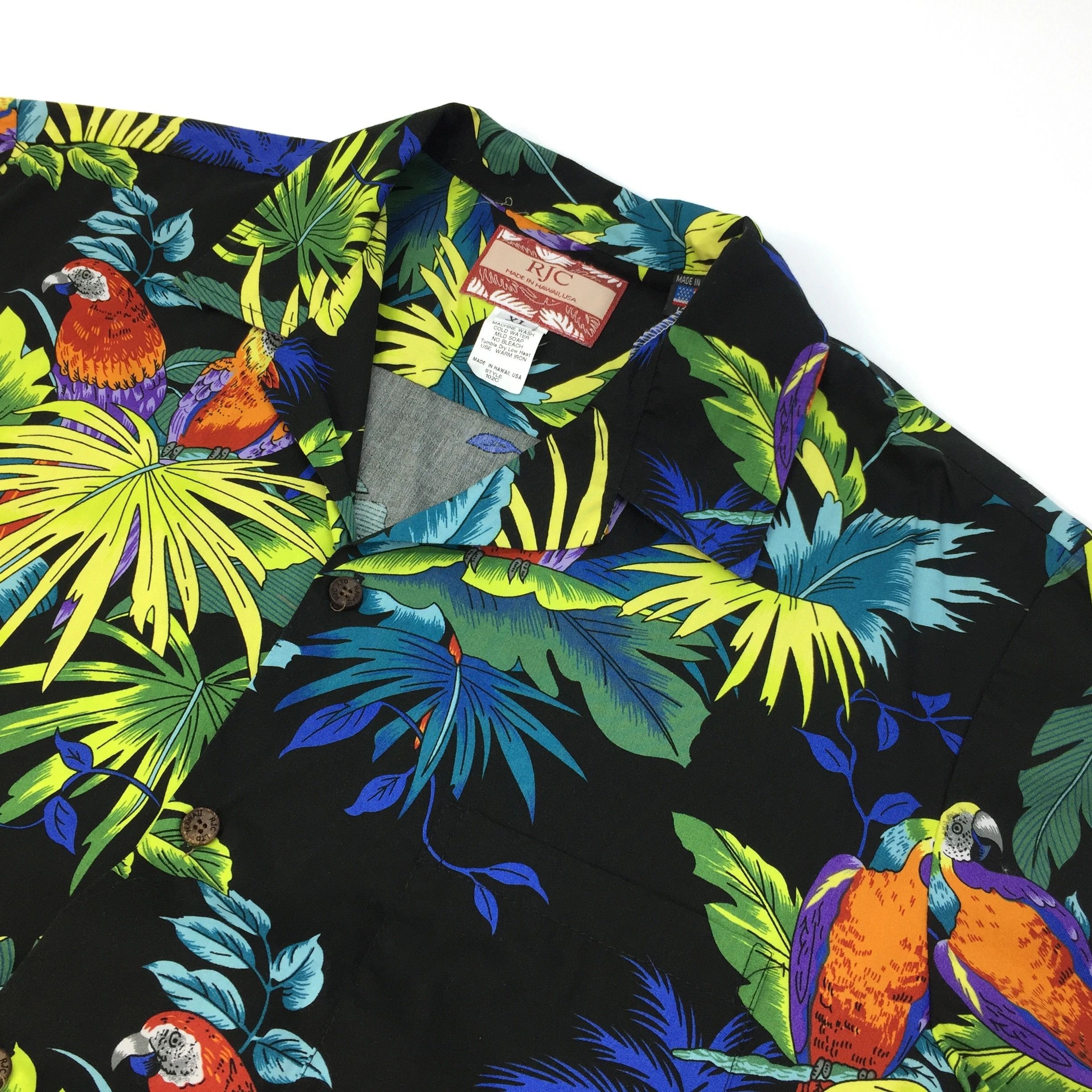 Designer Vintage RJC Hawaiian Shirt Parrot Print Size US XL / EU 56 / 4 - 4 Thumbnail