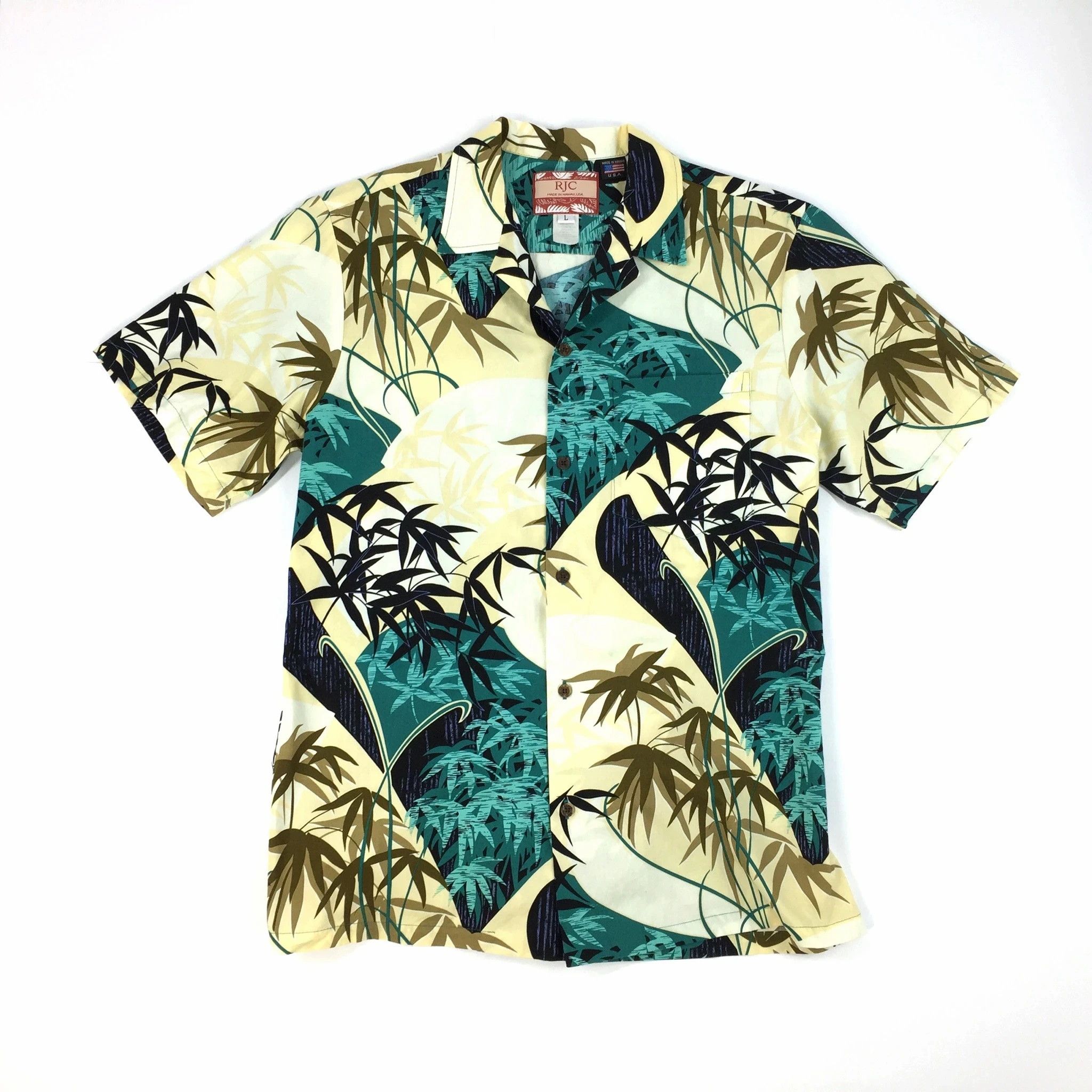 Designer × Vintage Vintage RJC Hawaiian Shirt Aloha Palm Print Size US L / EU 52-54 / 3 - 1 Thumbnail