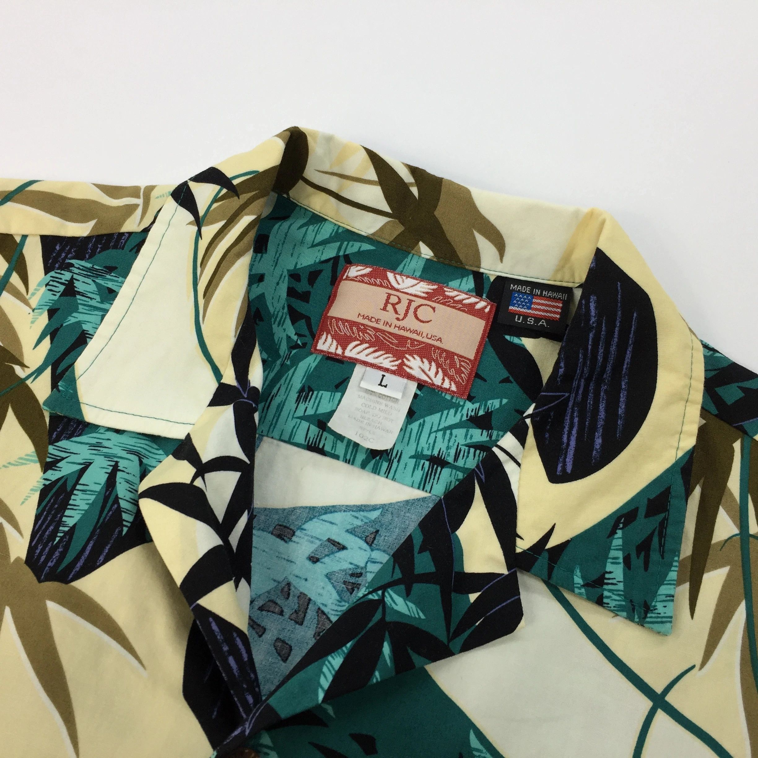 Designer × Vintage Vintage RJC Hawaiian Shirt Aloha Palm Print Size US L / EU 52-54 / 3 - 4 Thumbnail