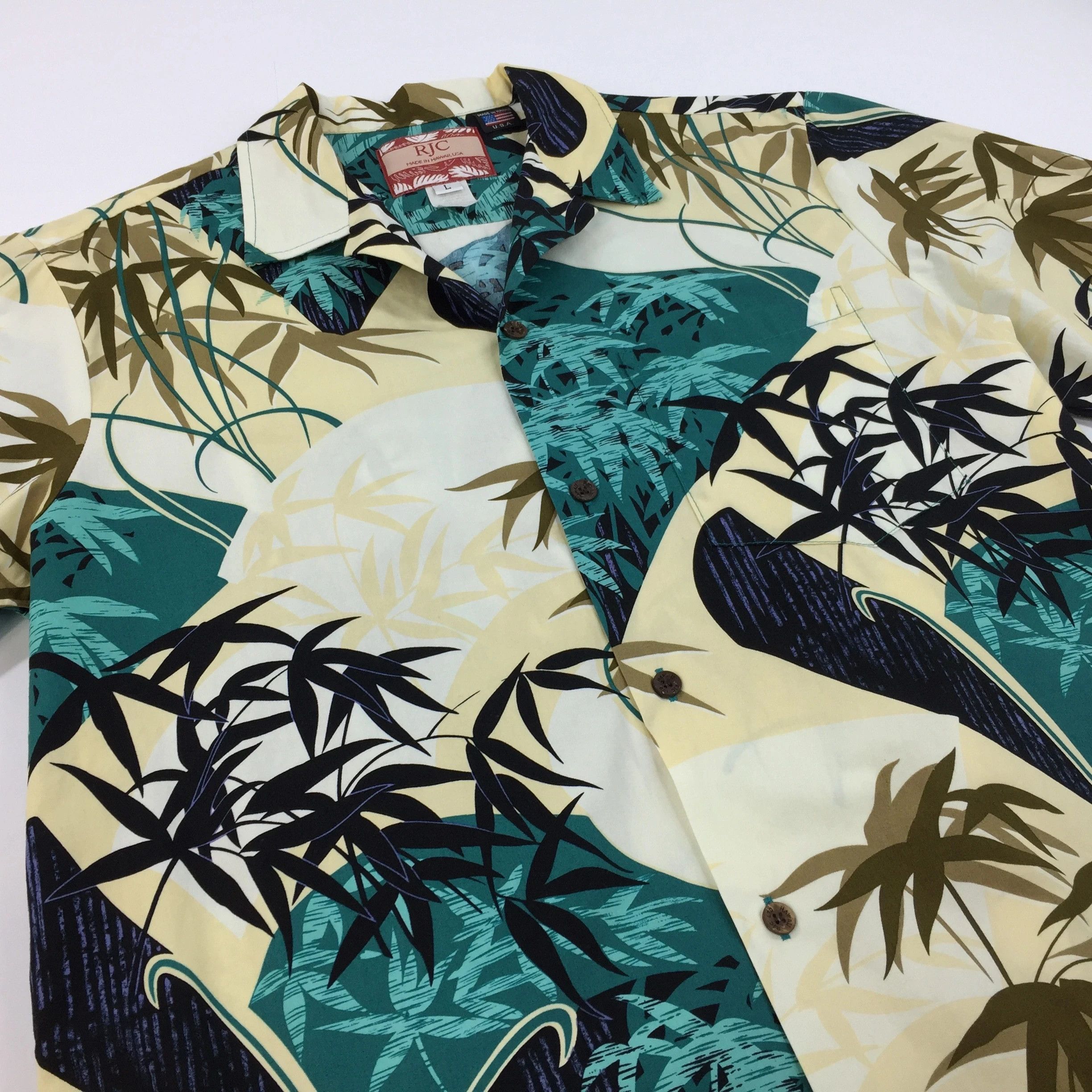 Designer × Vintage Vintage RJC Hawaiian Shirt Aloha Palm Print Size US L / EU 52-54 / 3 - 2 Thumbnail