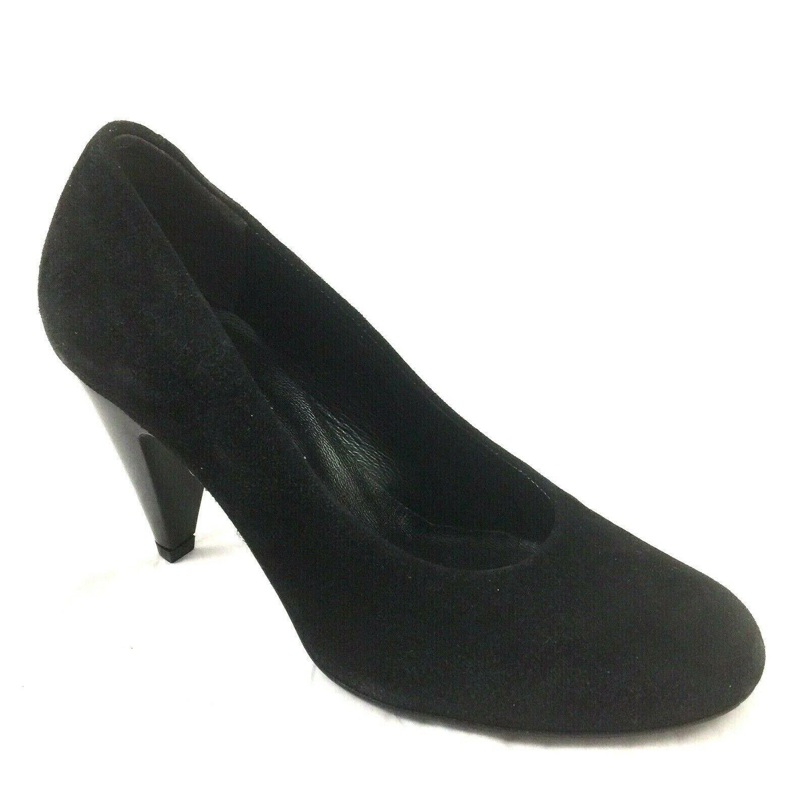 Robert Clergerie Suede Pump Black Round Toe Cone