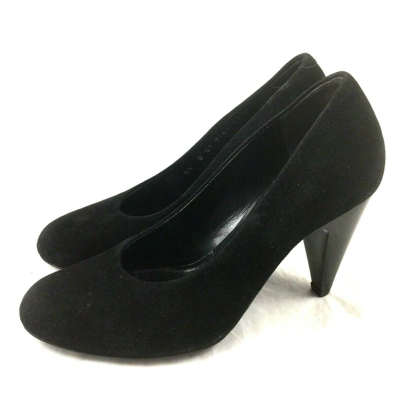 Robert Clergerie Suede Pump Black Round Toe Cone
